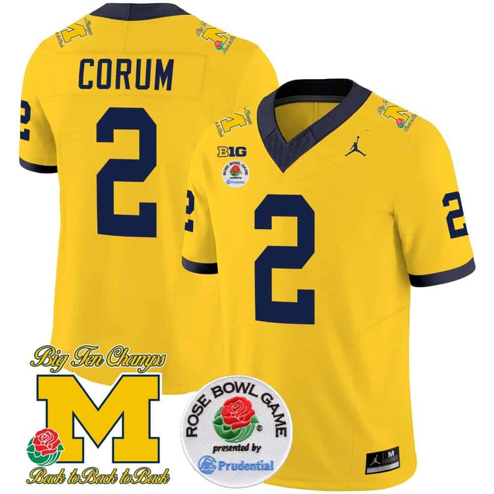 Men’s Michigan Wolverines Rose Bowl Patch Vapor Limited Jersey – All Stitched