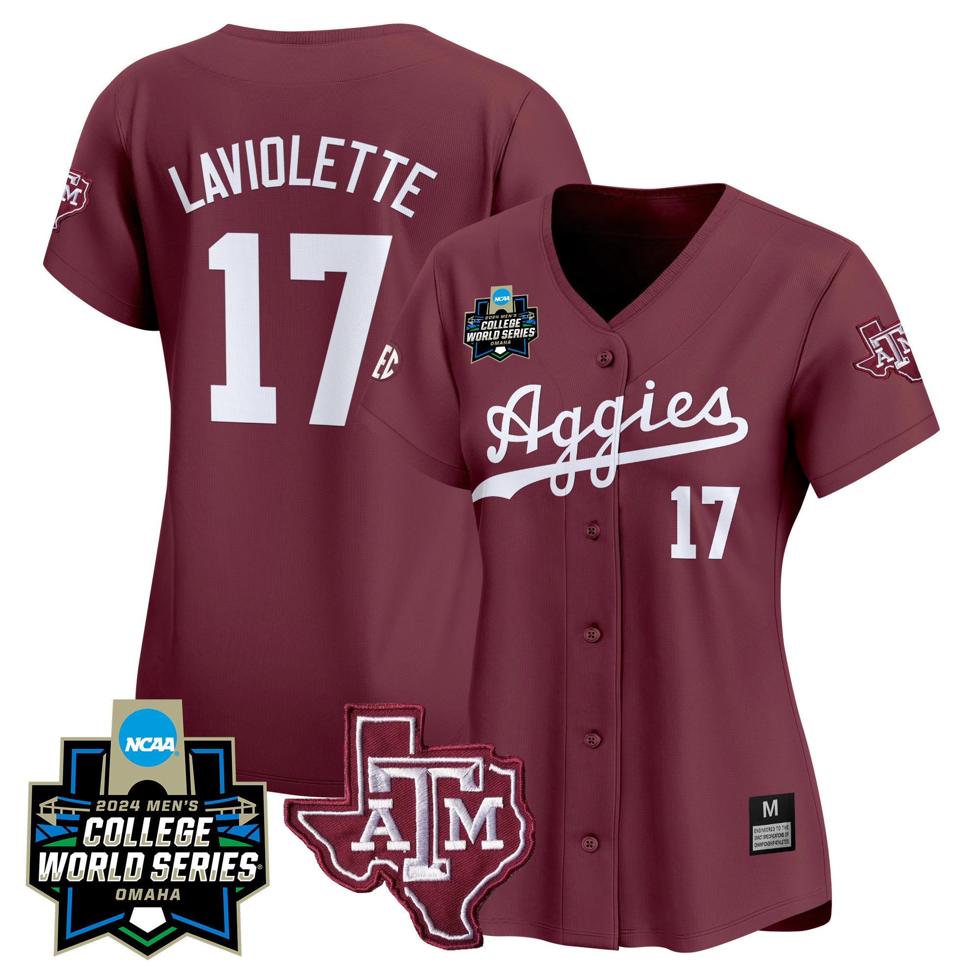 Women’s Texas A&M Aggies 2024 College World Series Vapor Premier Limited Jersey – All Stitched