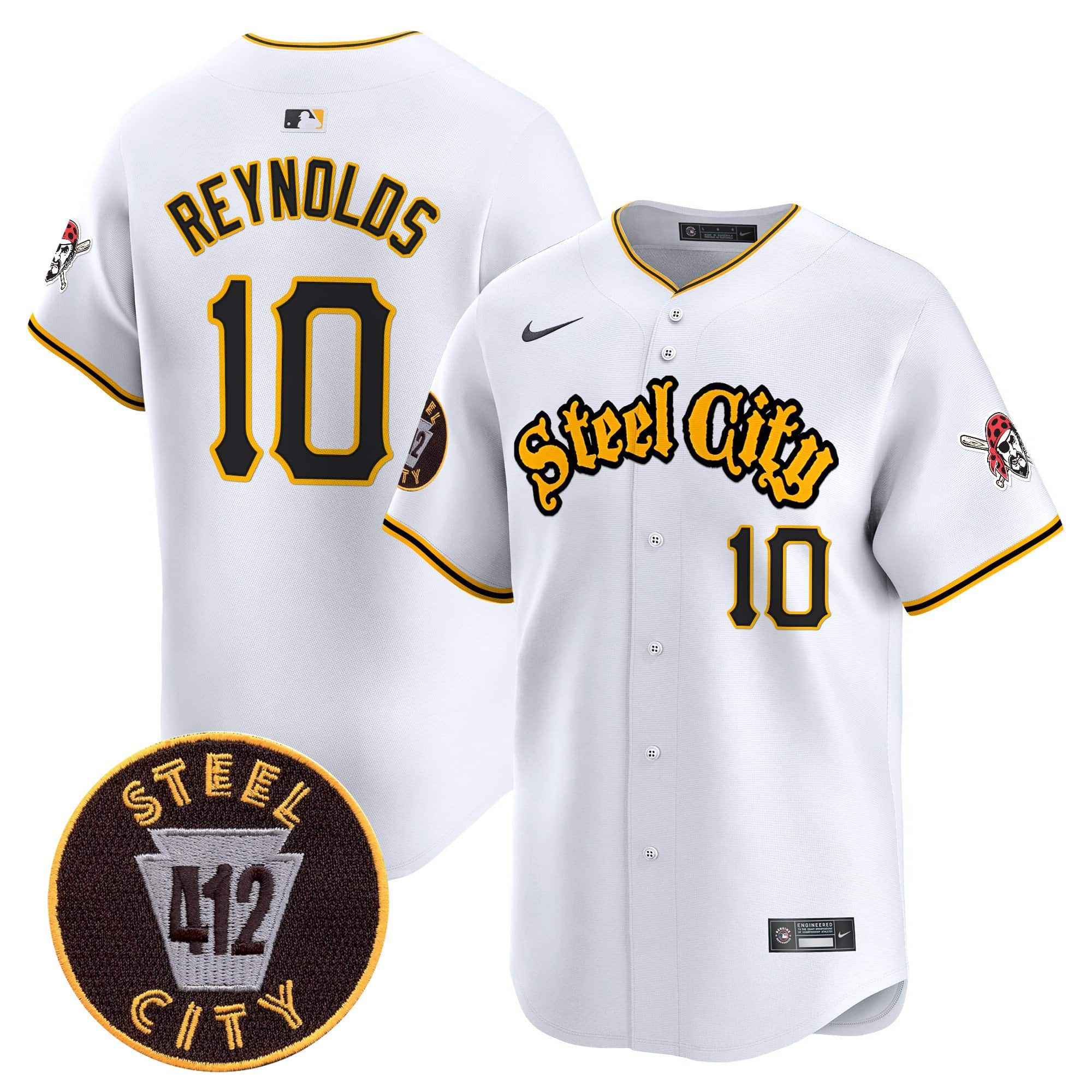 Men’s Pittsburgh Pirates 412 Patch Vapor Premier Limited Jersey – All Stitched