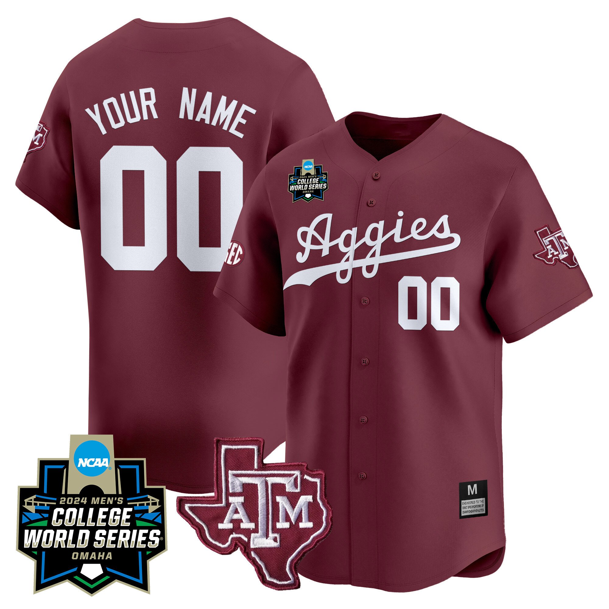 Texas A&M Aggies 2024 College World Series Vapor Premier Limited Custom Jersey – All Stitched