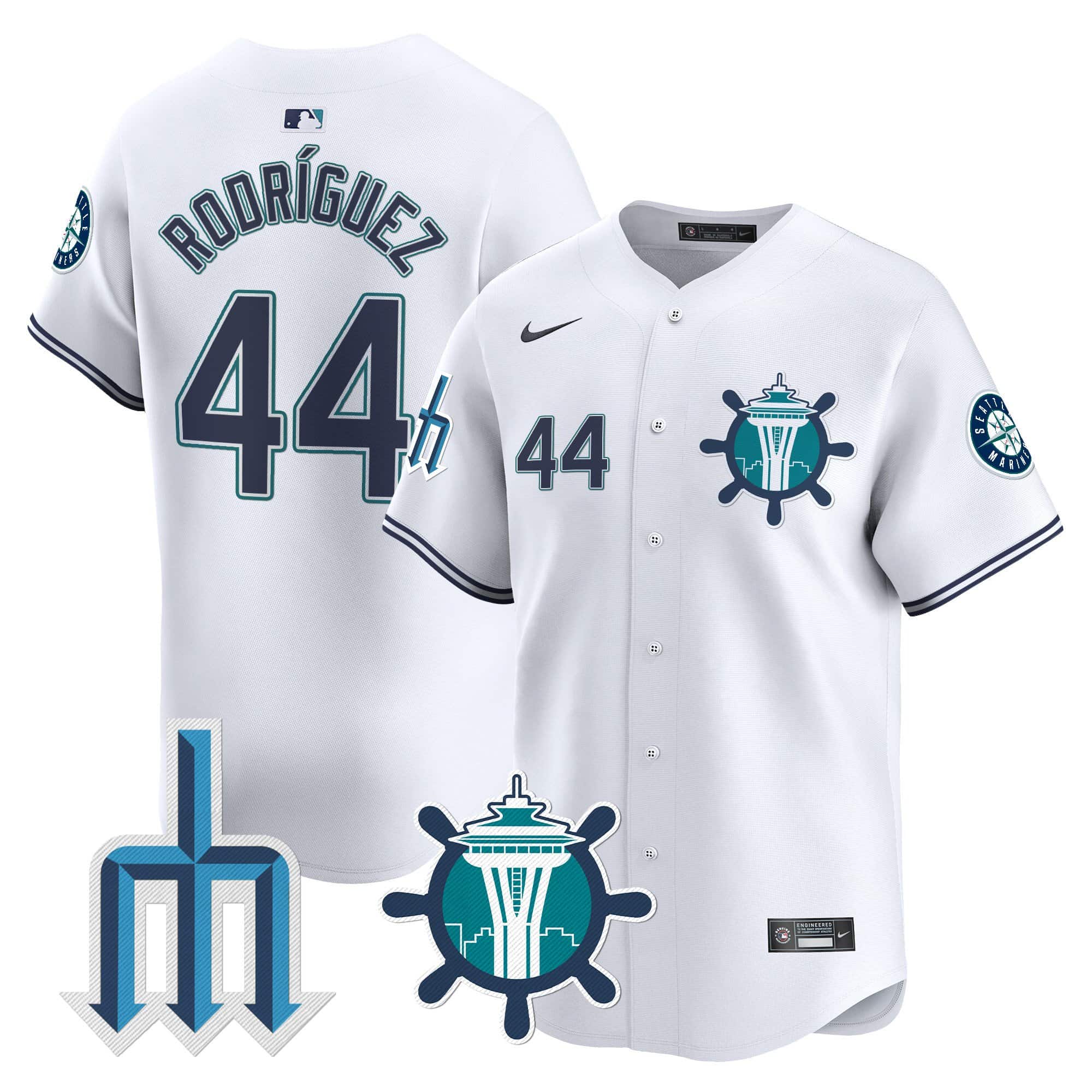 Men’s Seattle Mariners Trident Patch Vapor Premier Limited Jersey – All Stitched