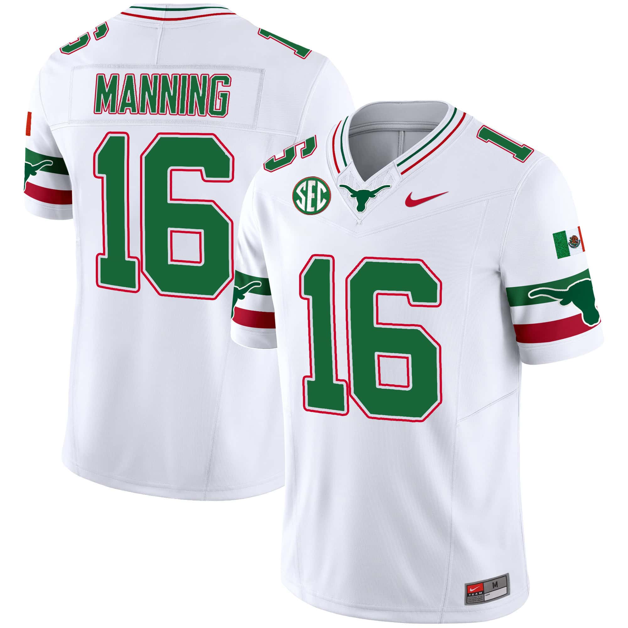 Men’s Texas Longhorns Mexico SEC Patch Vapor Jersey – All Stitched