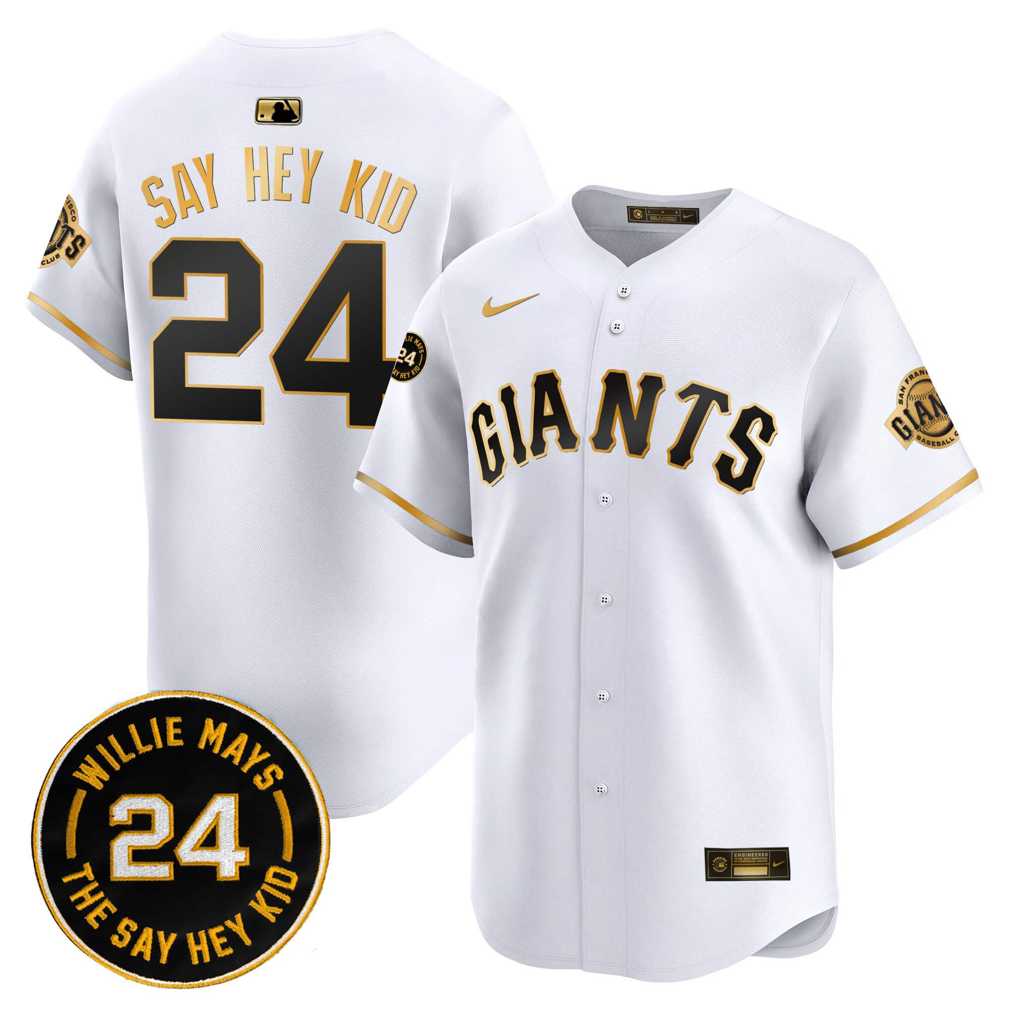 Men’s San Francisco Giants 2024 Willie Mays Patch Vapor Premier Limited Jersey V6 – All Stitched