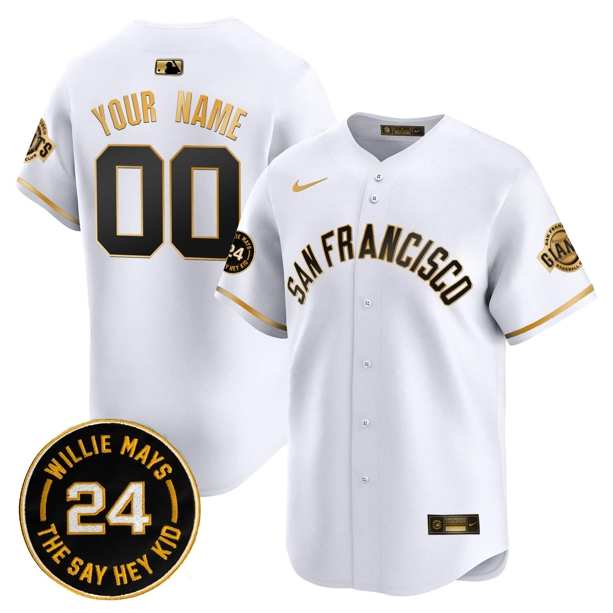 San Francisco Giants 2024 Willie Mays Patch Vapor Premier Limited Custom Jersey V5 – All Stitched