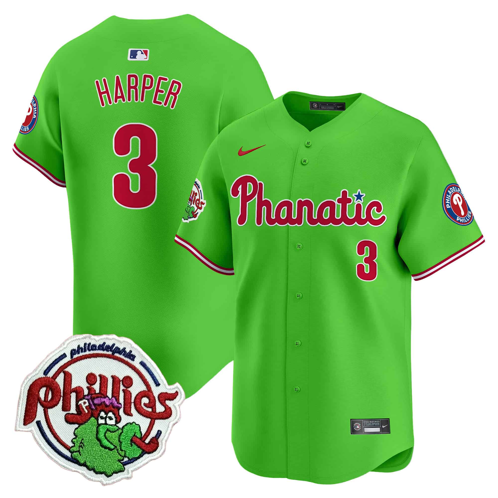 Men’s Phillies Phanatic Patch Vapor Premier Limited Jersey – All Stitched