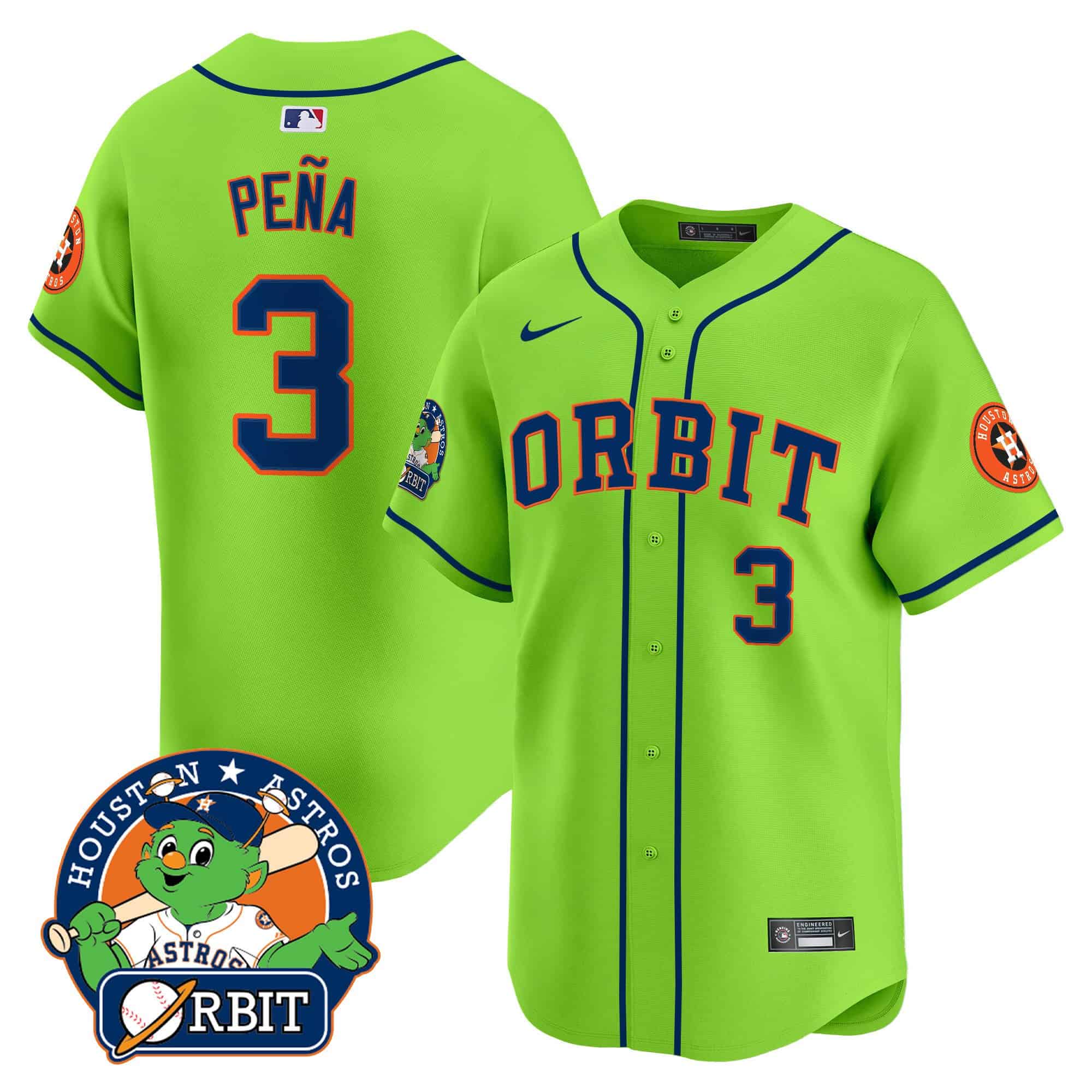 Men’s Astros Orbit Patch Vapor Premier Limited Jersey – All Stitched