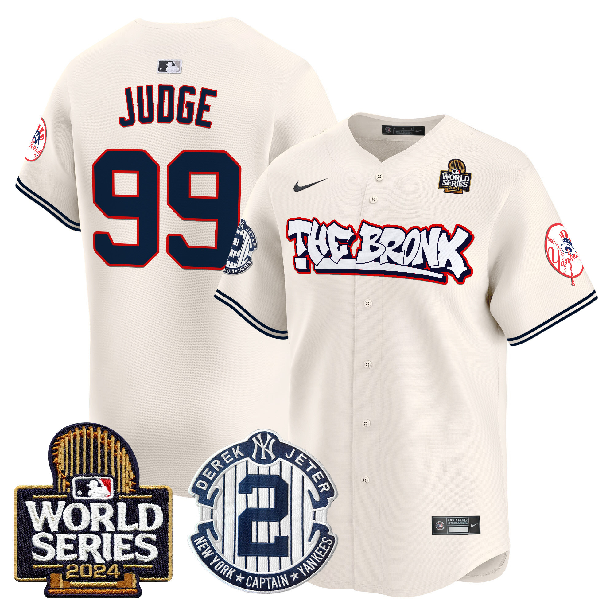 Men’s Yankees The Bronx 2024 World Series Vapor Premier Limited Jersey V2 – All Stitched