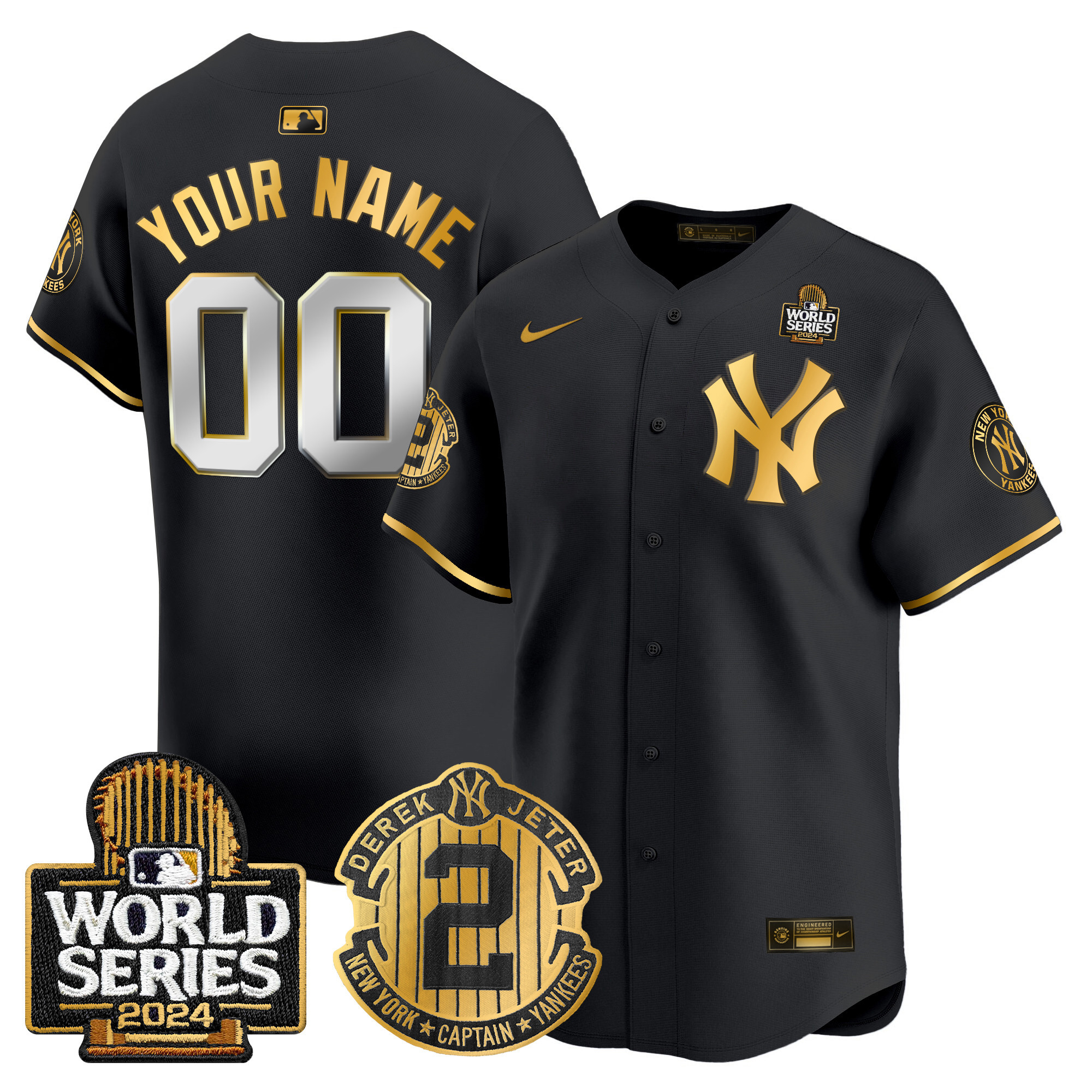 Yankees Derek Jeter Patch 2024 World Series Vapor Premier Limited Custom Jersey – All Stitched