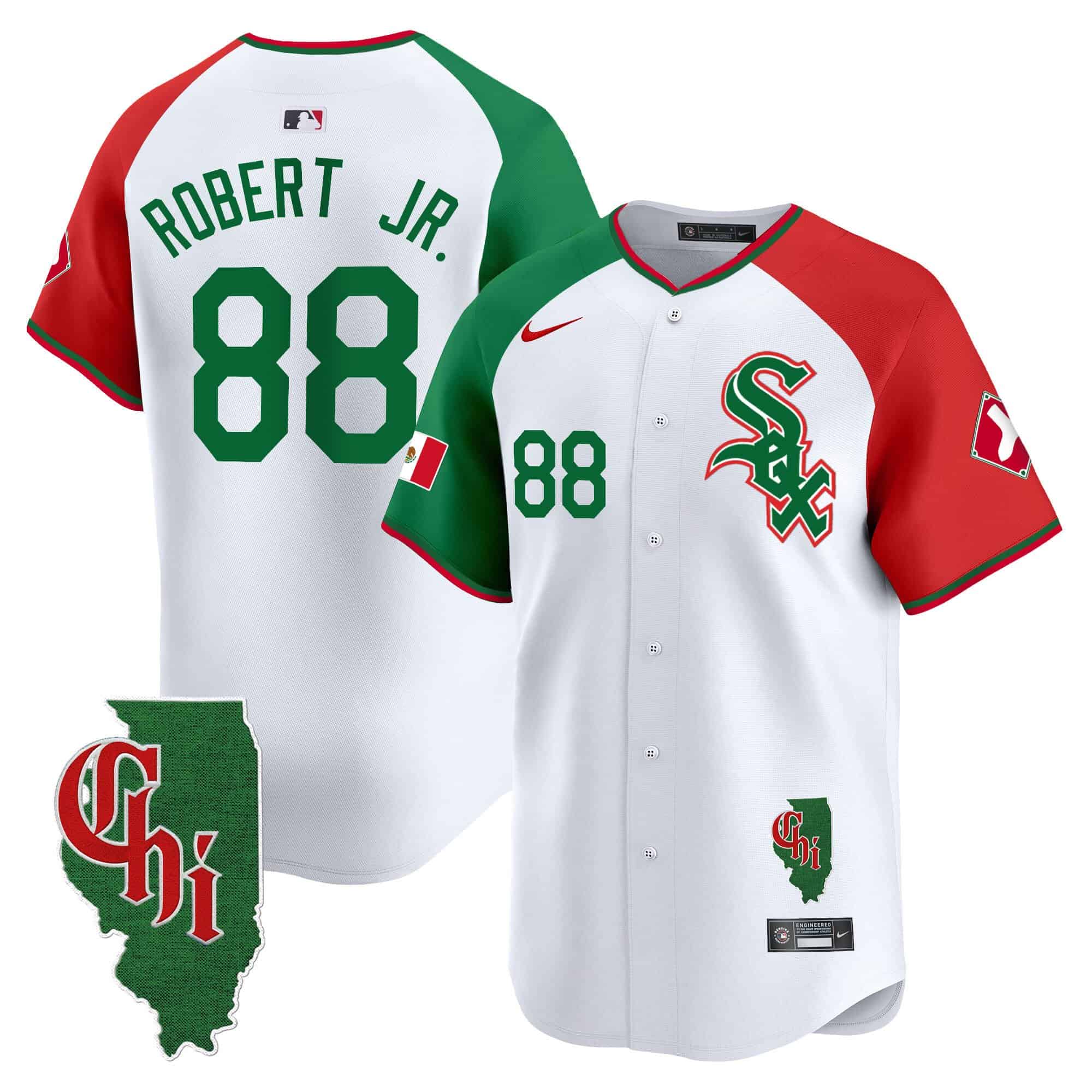 Men’s Chicago White Sox Mexico Vapor Premier Limited Jersey – Illinois Patch – All Stitched