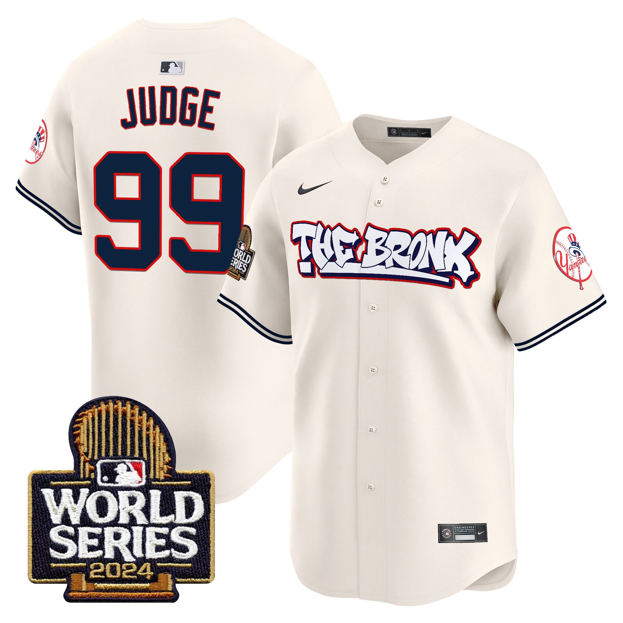 Men’s Yankees The Bronx 2024 World Series Vapor Premier Limited Jersey – All Stitched