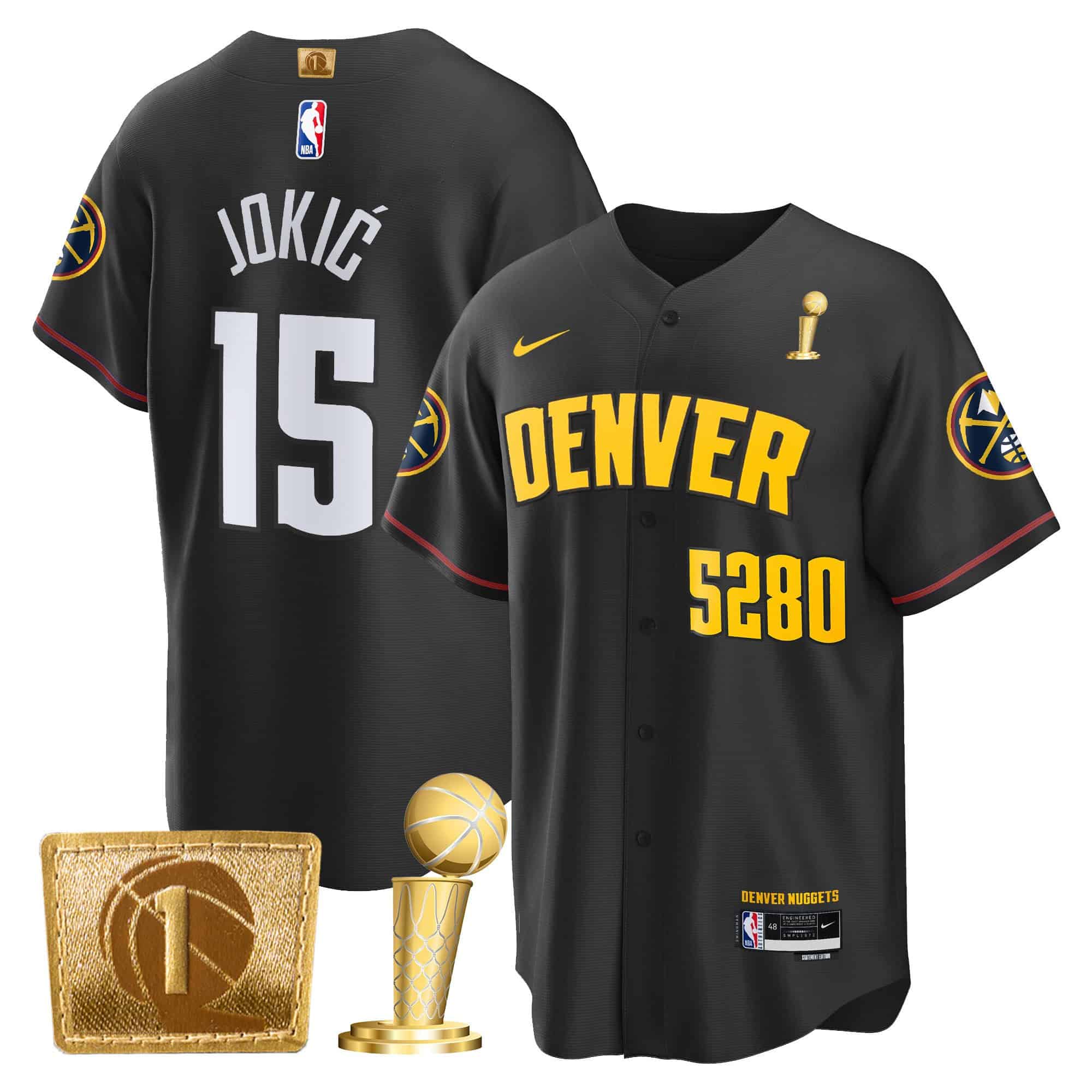 Men’s Denver Nuggets 1-Time Patch Baseball Jersey – All Stitched
