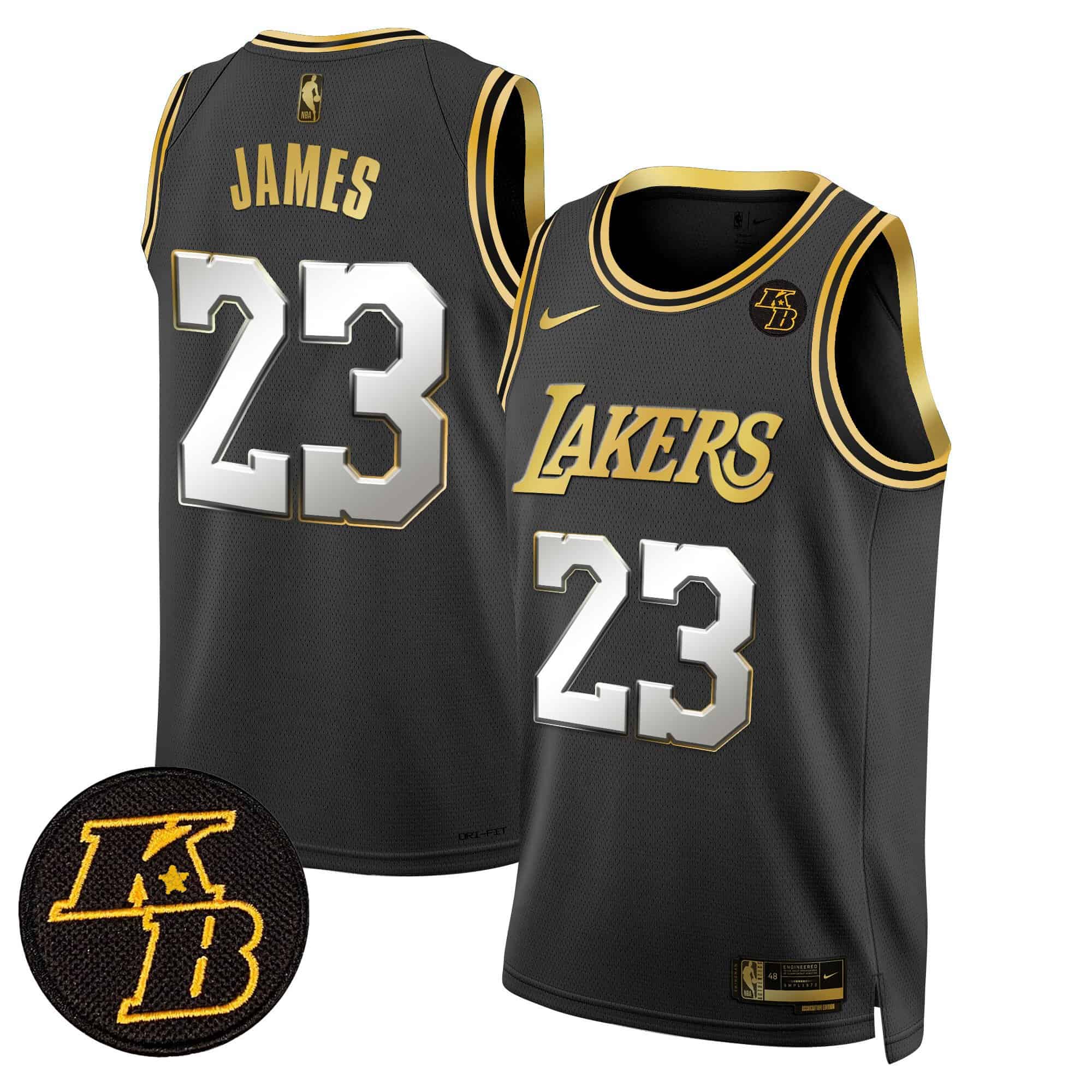 Men’s Los Angeles Lakers Kobe Bryant Patch Swingman Jersey – All Stitched