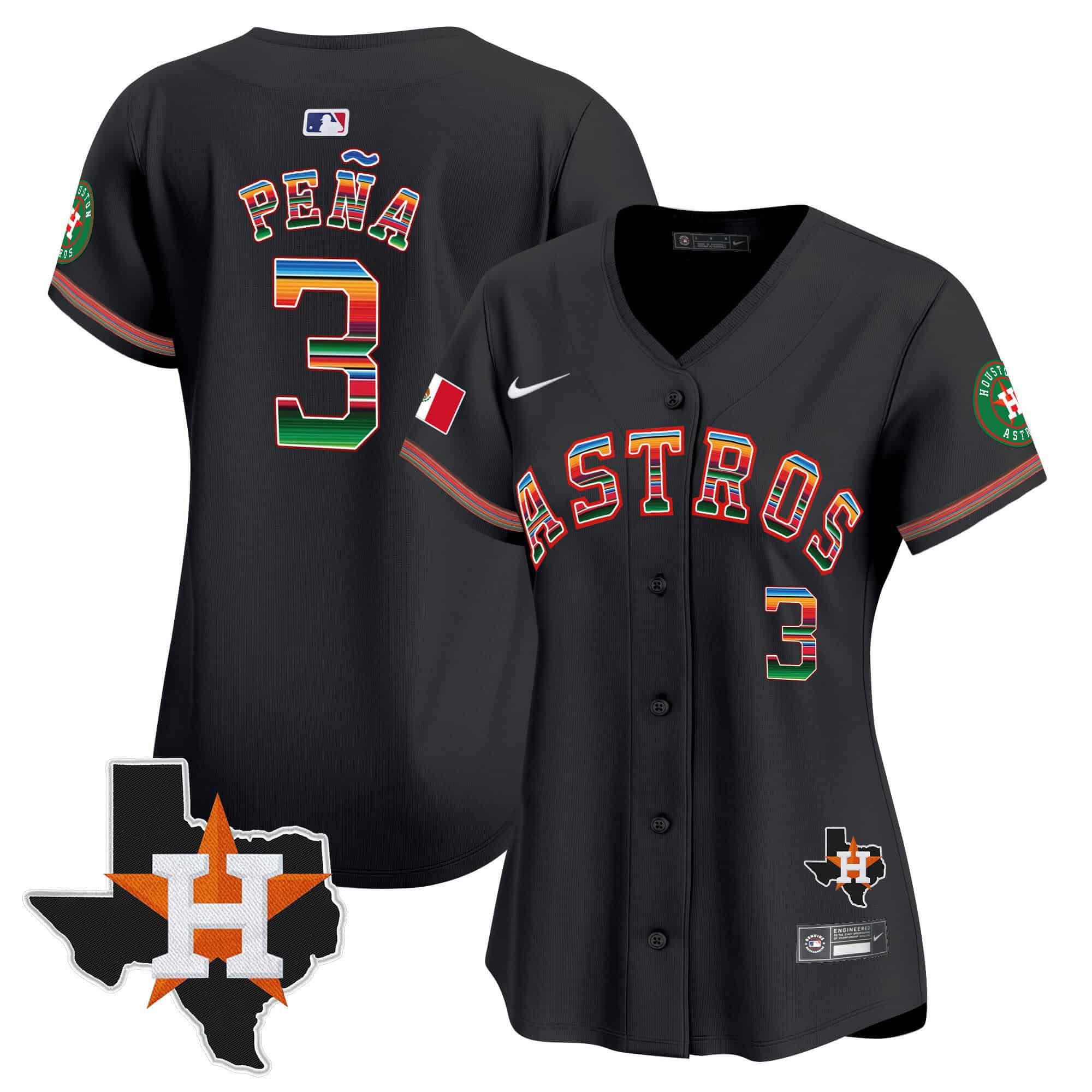Women’s Astros Mexico Texas Patch Vapor Premier Limited Jersey – All Stitched