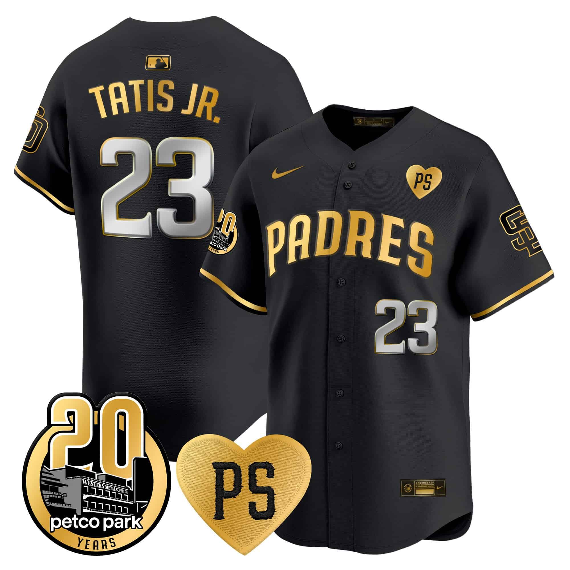 Men’s Padres “For Peter” & Petco Park 20th Patch Vapor Premier Limited Jersey – All Stitched