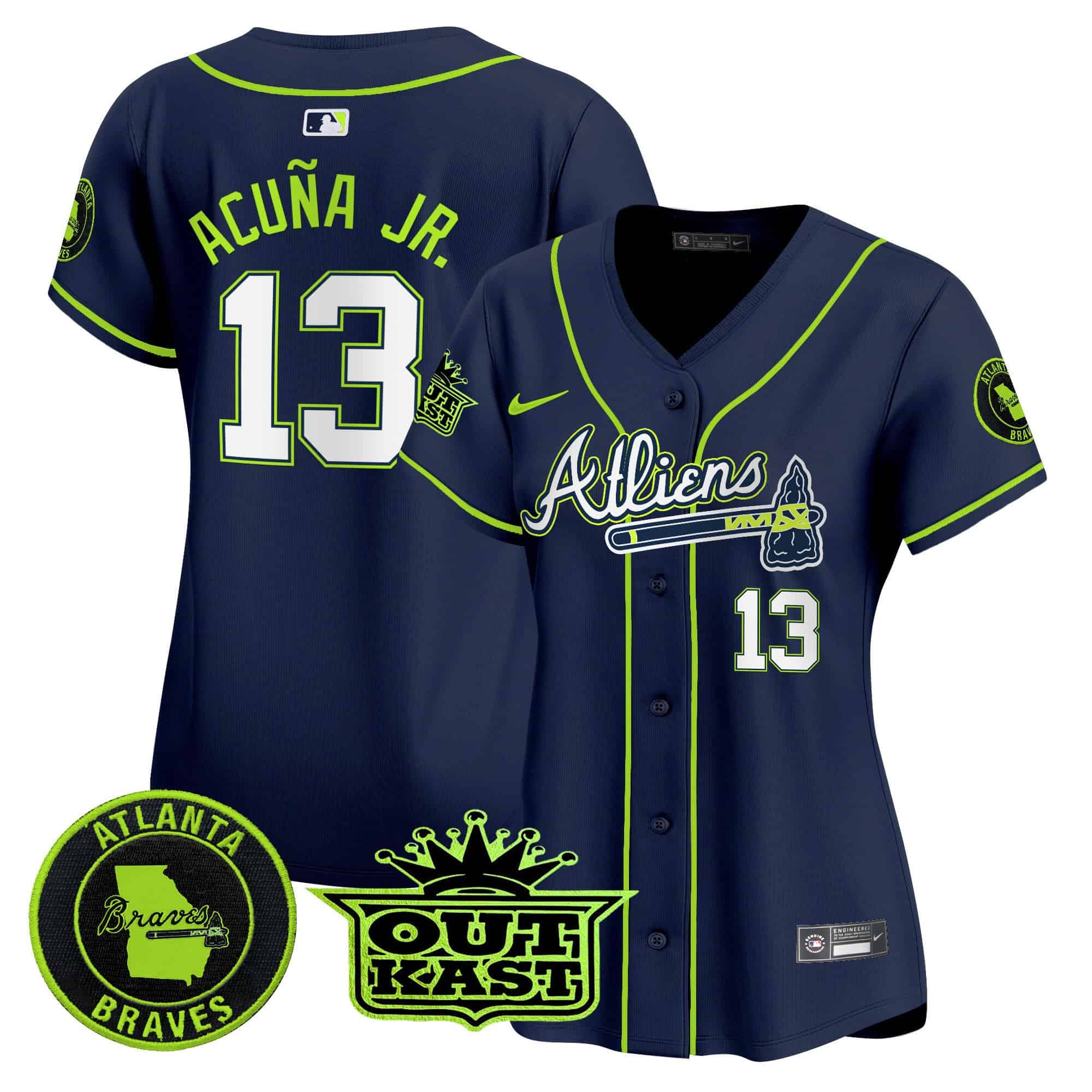 Women’s Atlanta Braves Atliens Vapor Premier Limited Jersey – All Stitched