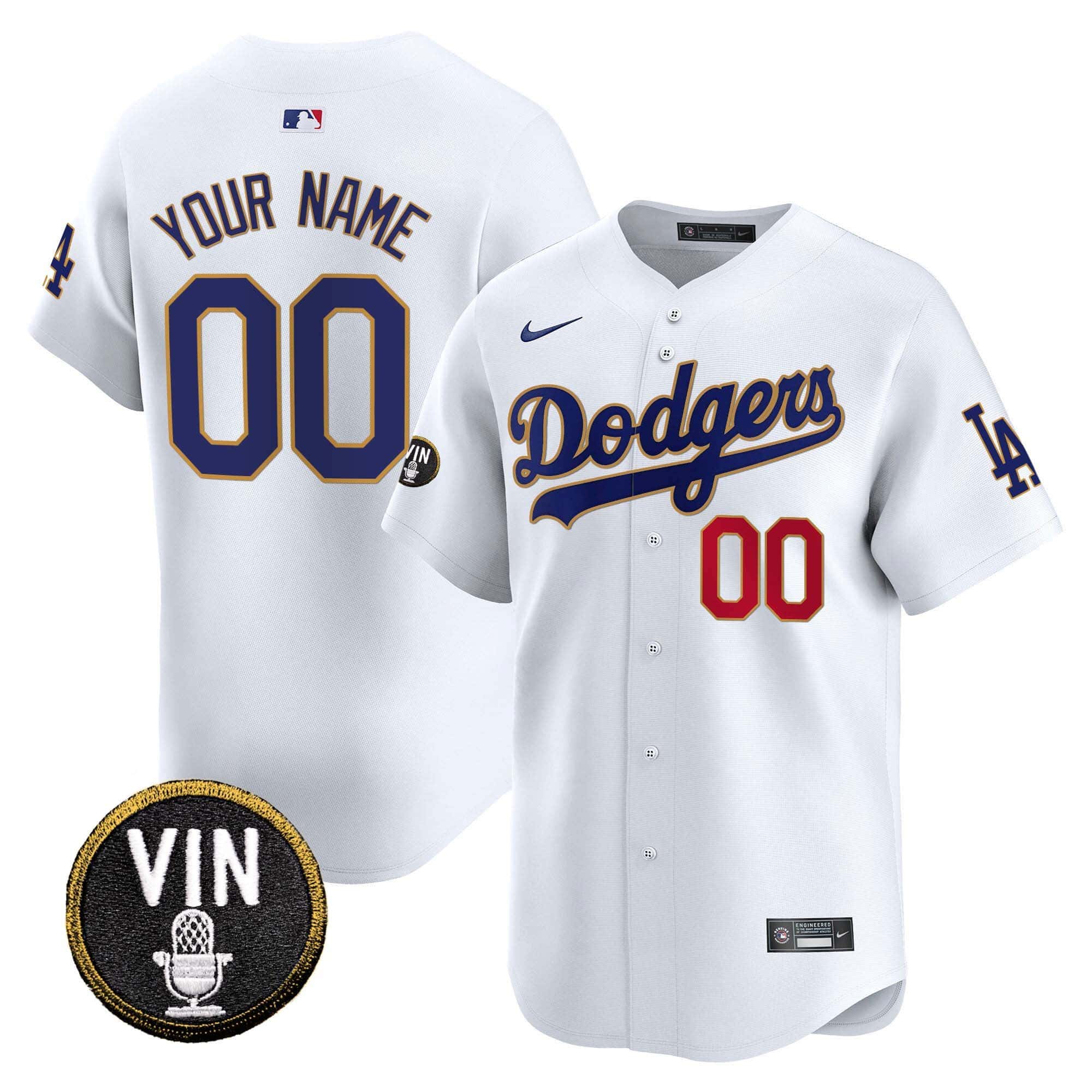 Dodgers Vin Scully Patch Gold Trim Vapor Premier Limited Custom Jersey – All Stitched