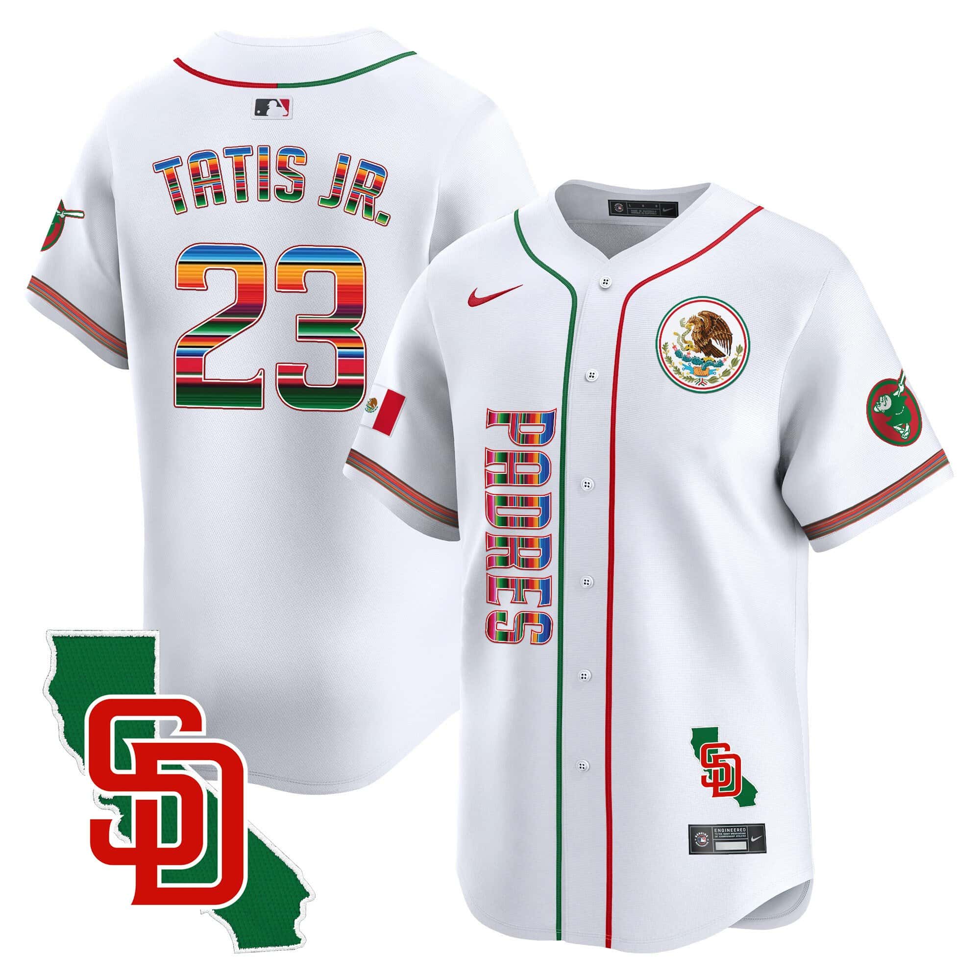 Men’s Padres Mexico California Patch Vapor Premier Limited Jersey V2 – All Stitched