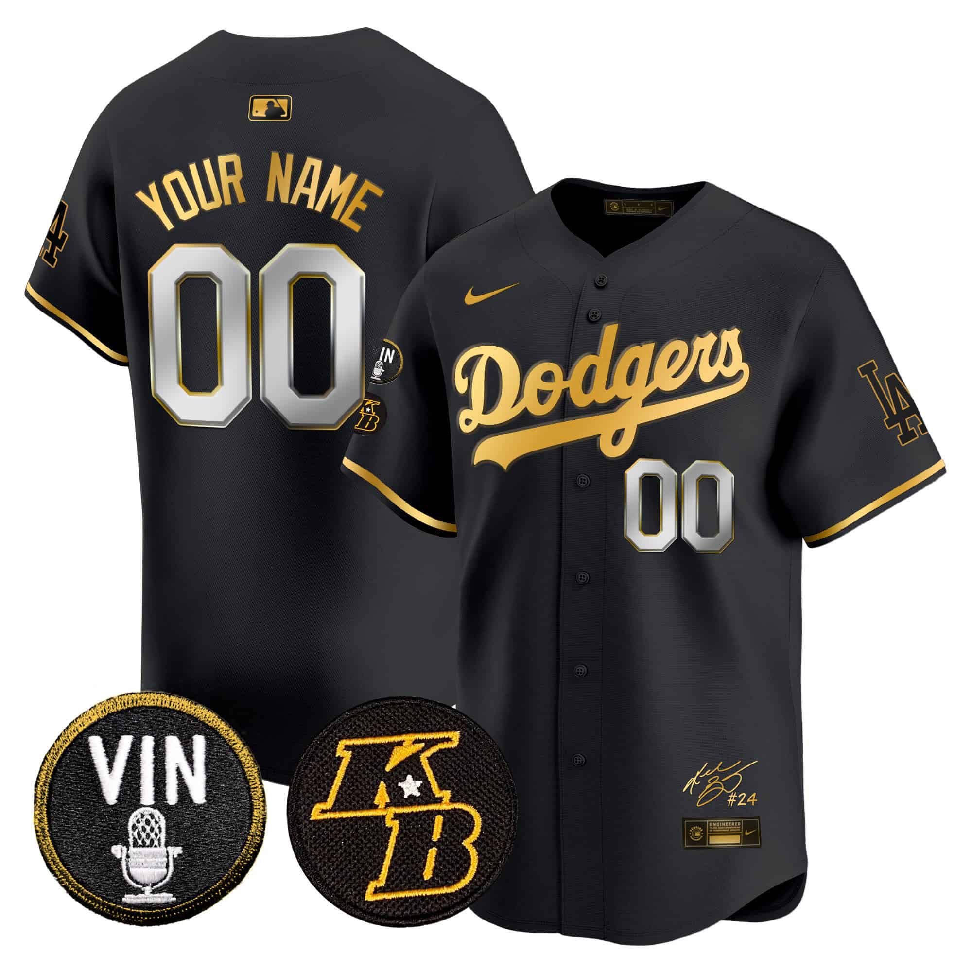 Dodgers Vin Patch & Kobe Bryant Signature Vapor Premier Limited Custom Jersey – All Stitched
