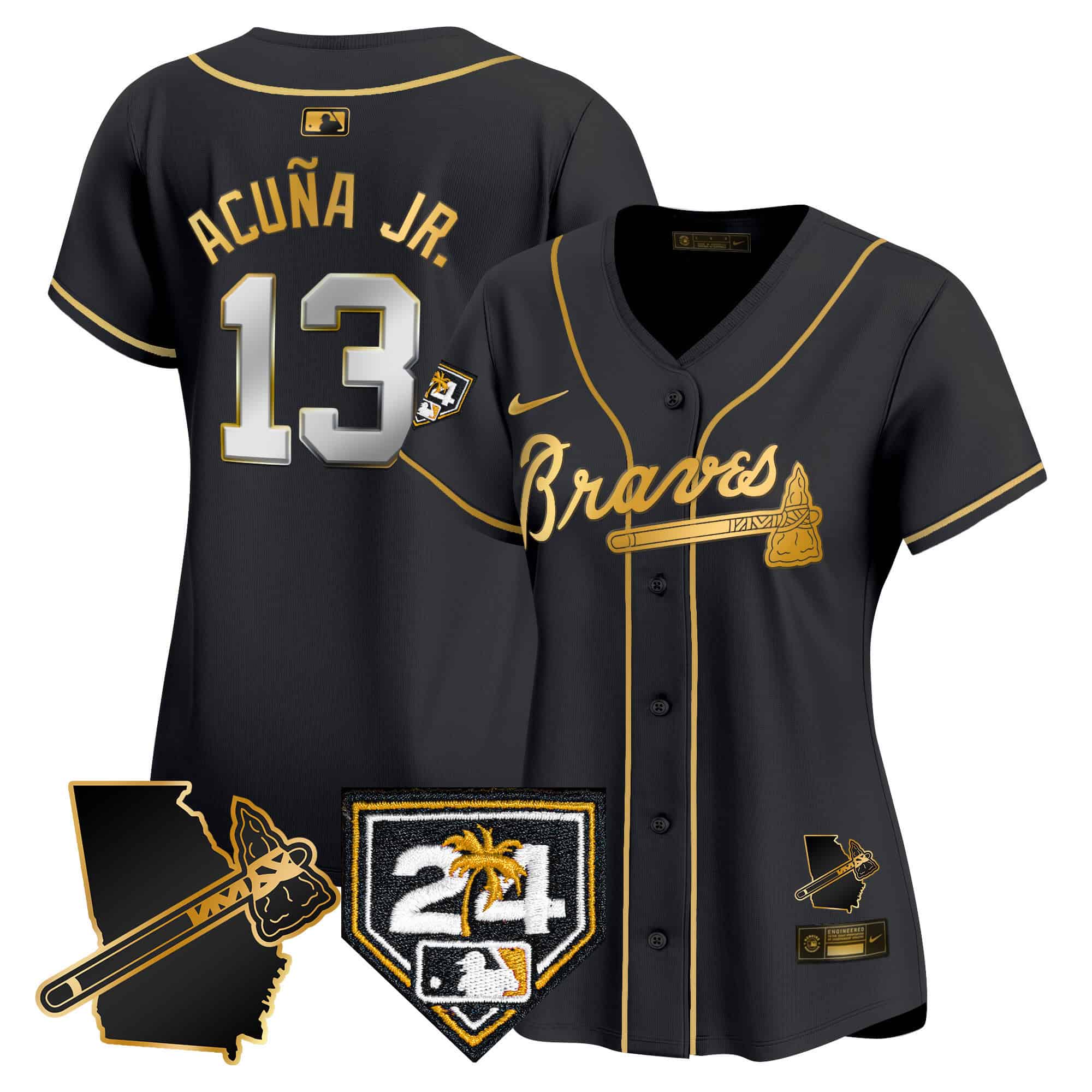 Women’s Atlanta Braves 2024 Spring Training & Georgia Patch Vapor Premier Limited Jersey – All Stitched
