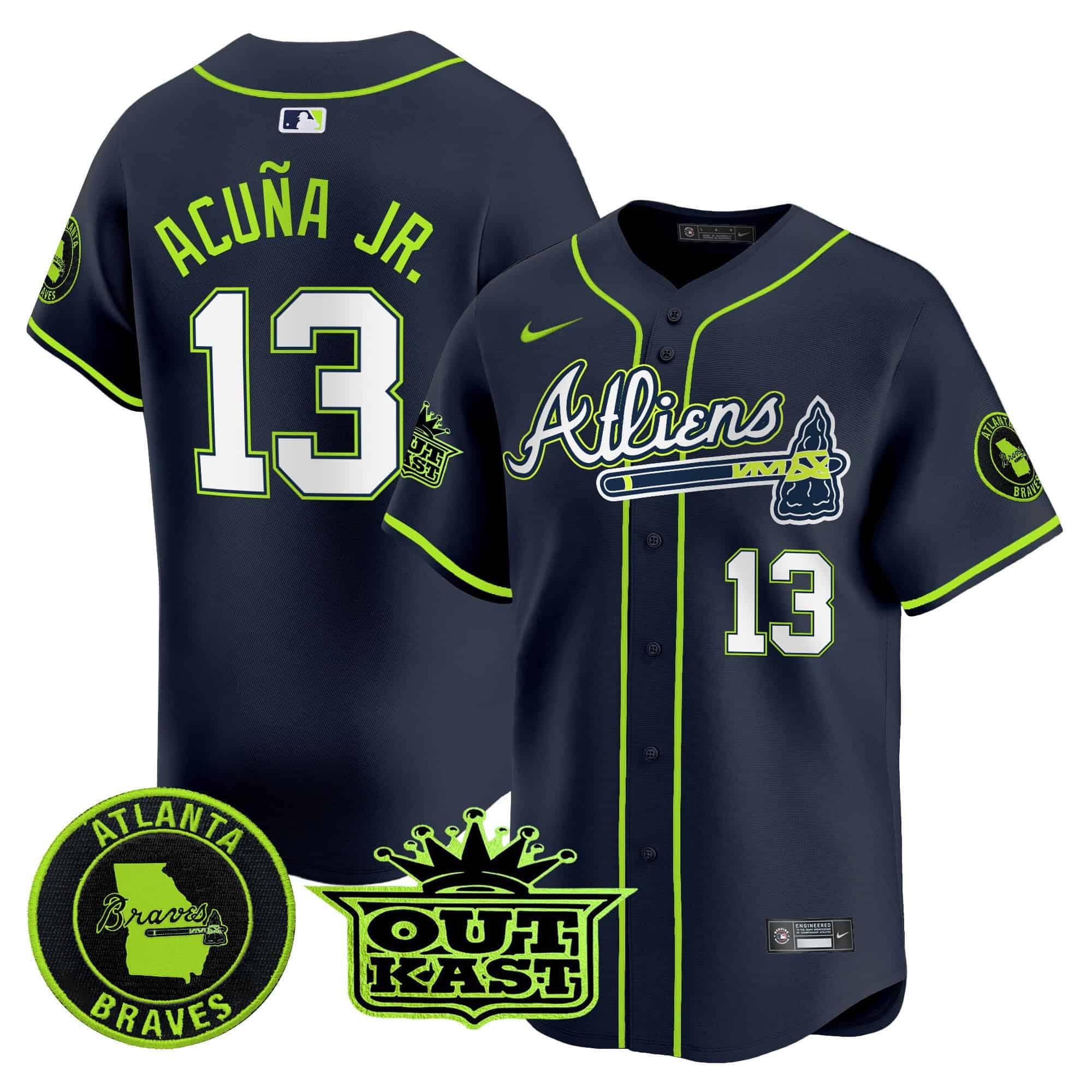 Men’s Atlanta Braves Atliens Vapor Premier Limited Jersey – All Stitched