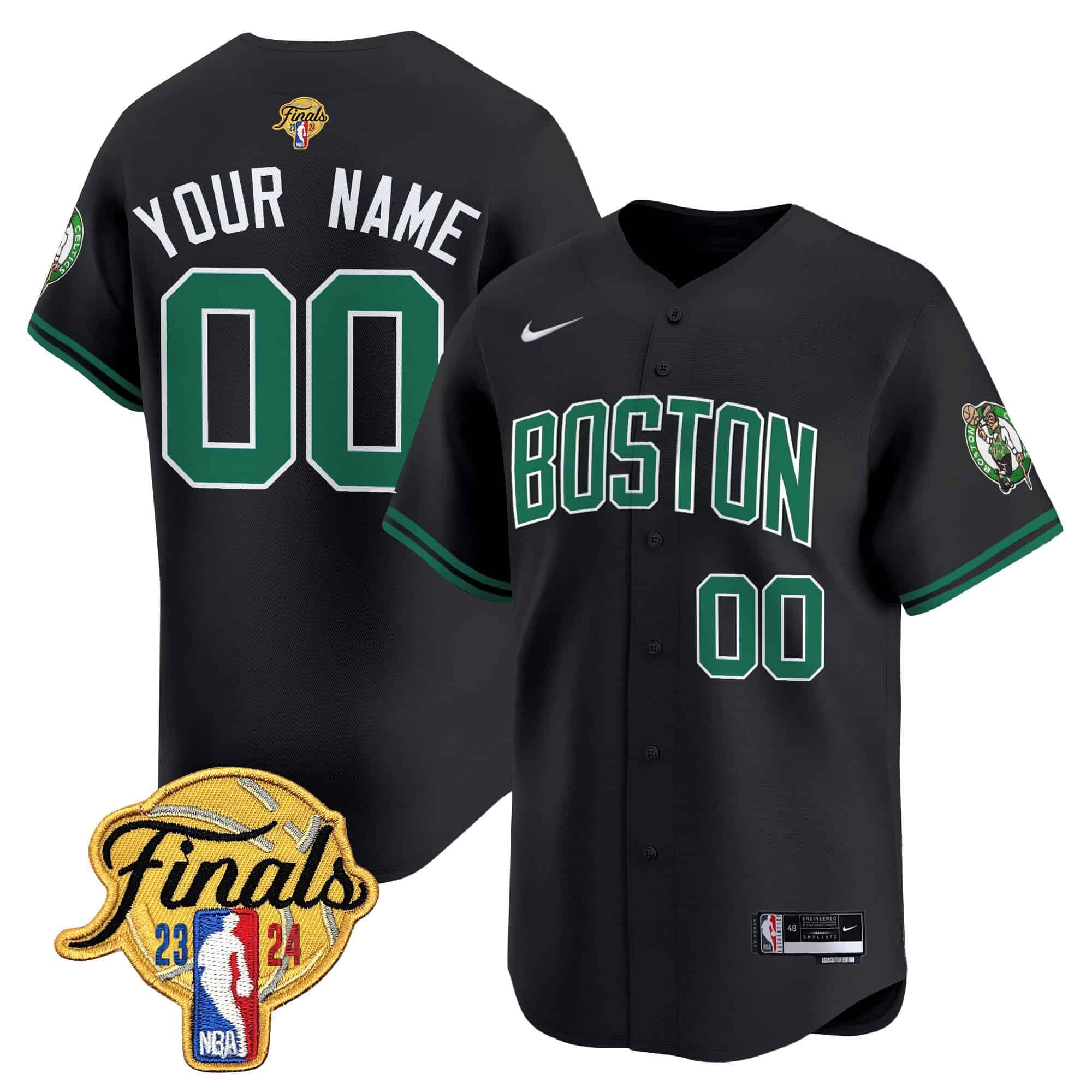 Boston Celtics 2024 Finals Patch Swingman Custom Jersey V2 – All Stitched