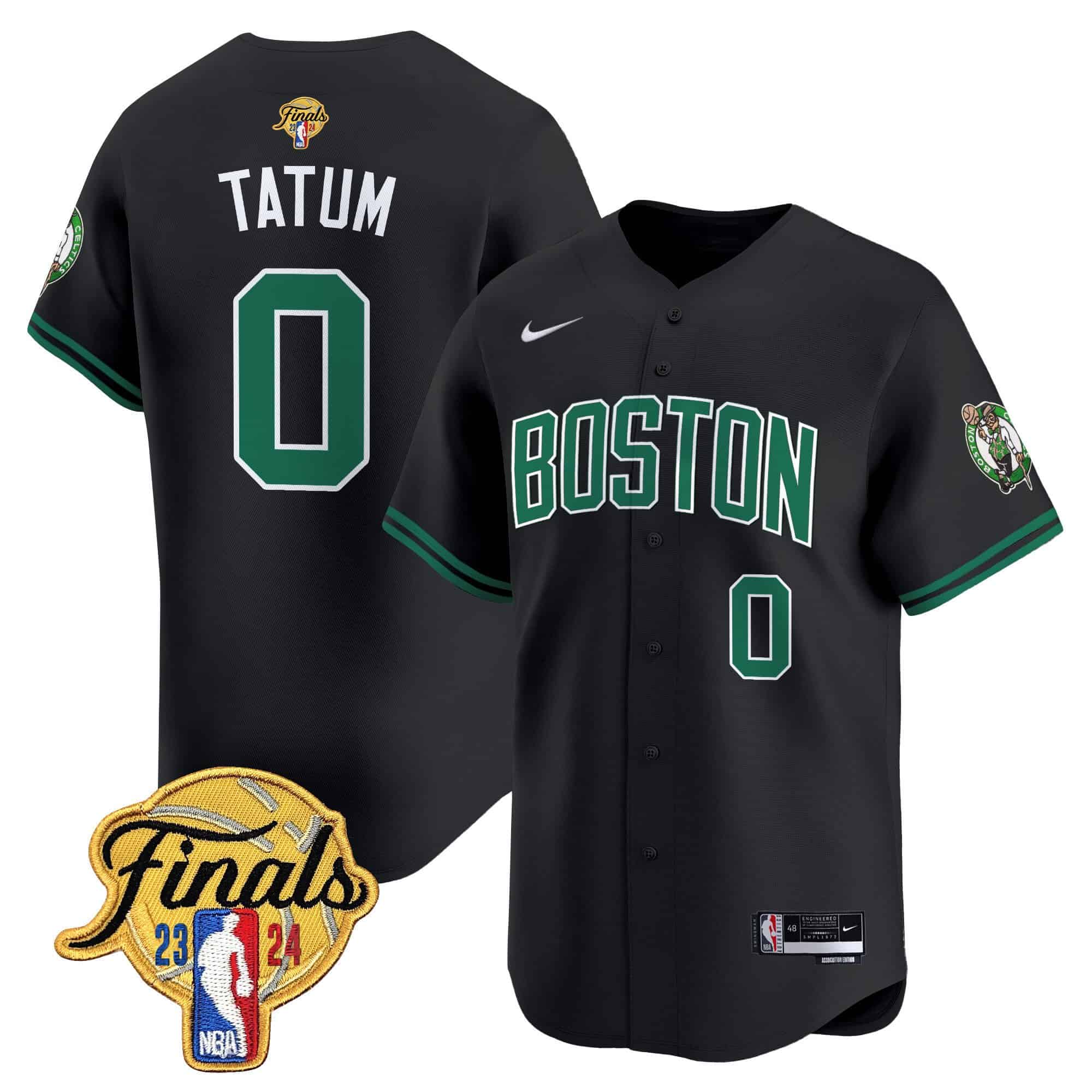 Men’s Boston Celtics 2024 Finals Patch Baseball Jersey V2 – All Stitched