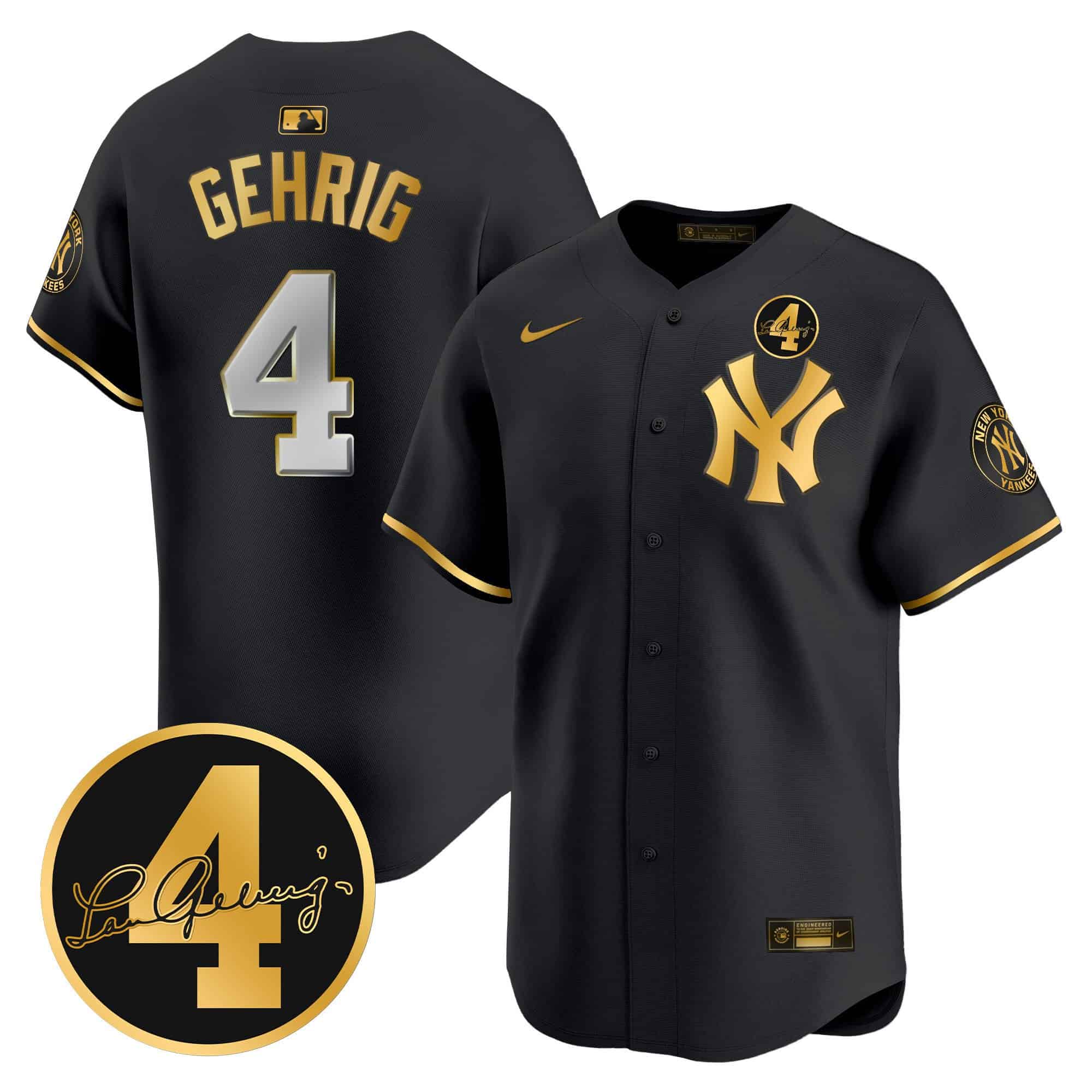 Men’s New York Yankees Lou Gehrig Patch Vapor Premier Limited Jersey – All Stitched