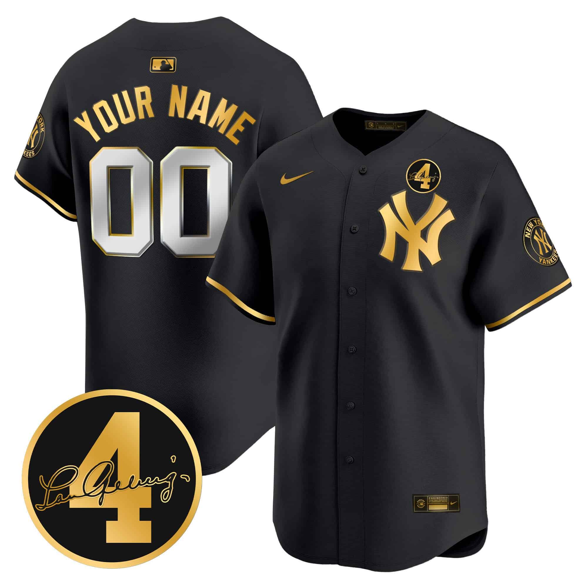 New York Yankees Lou Gehrig Patch Vapor Premier Limited Custom Jersey – All Stitched