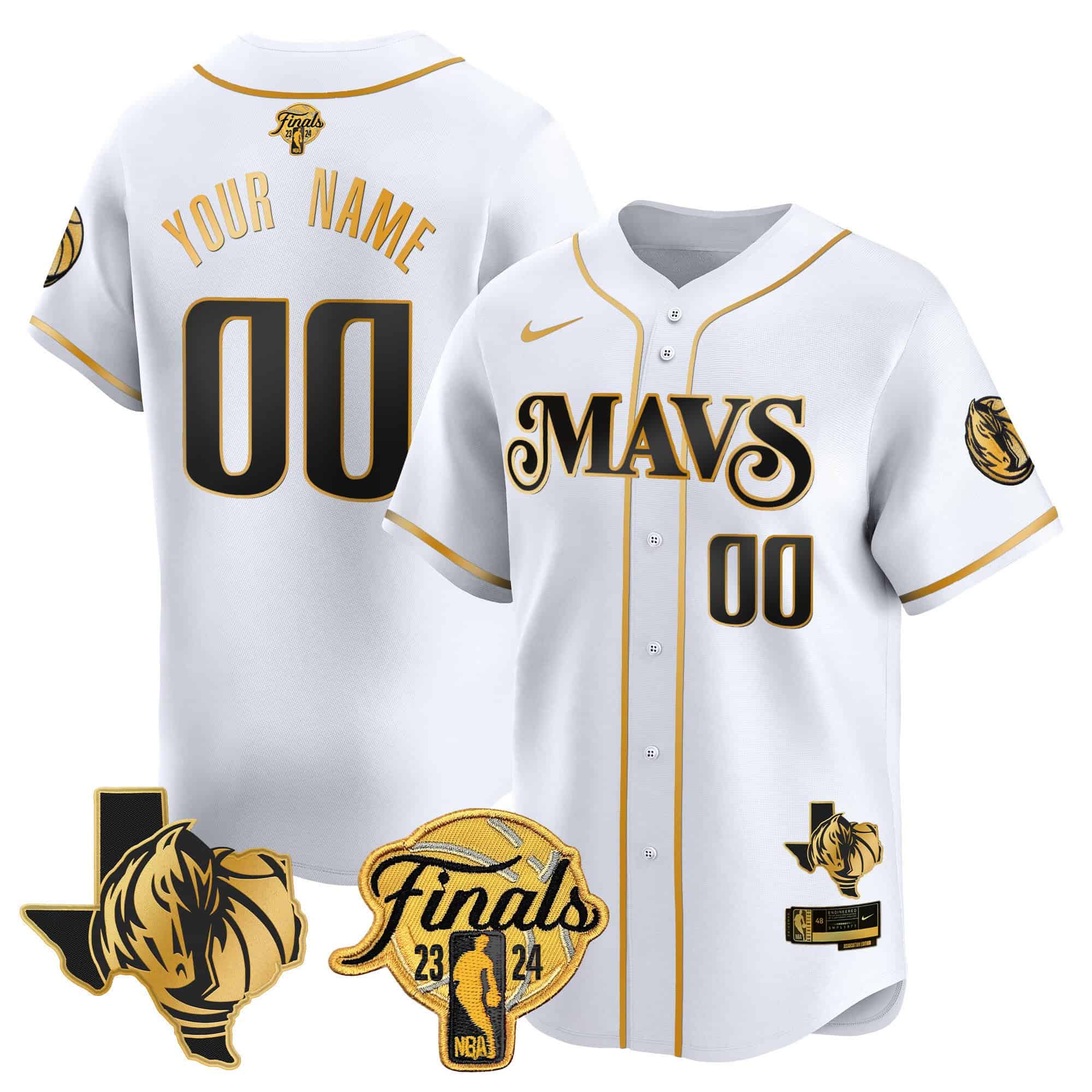 Dallas Mavericks 2024 Finals & Texas Patch Baseball Custom Jersey – All Stitched