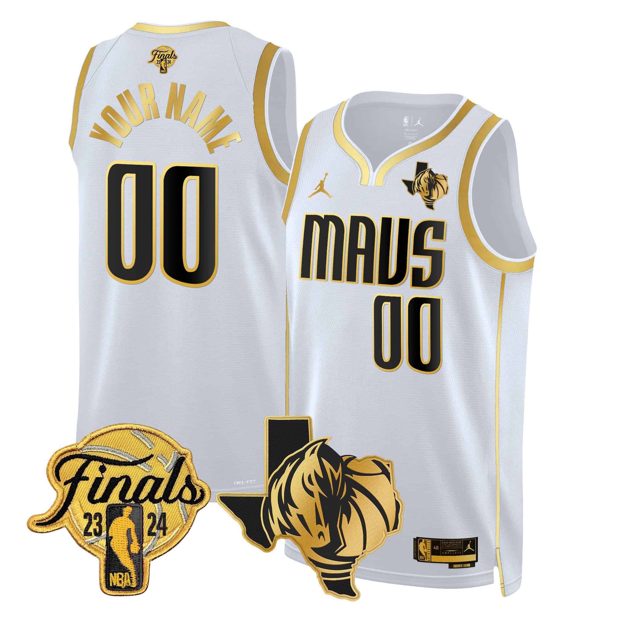 Dallas Mavericks 2024 Finals & Texas Patch Swingman Custom Jersey – All Stitched