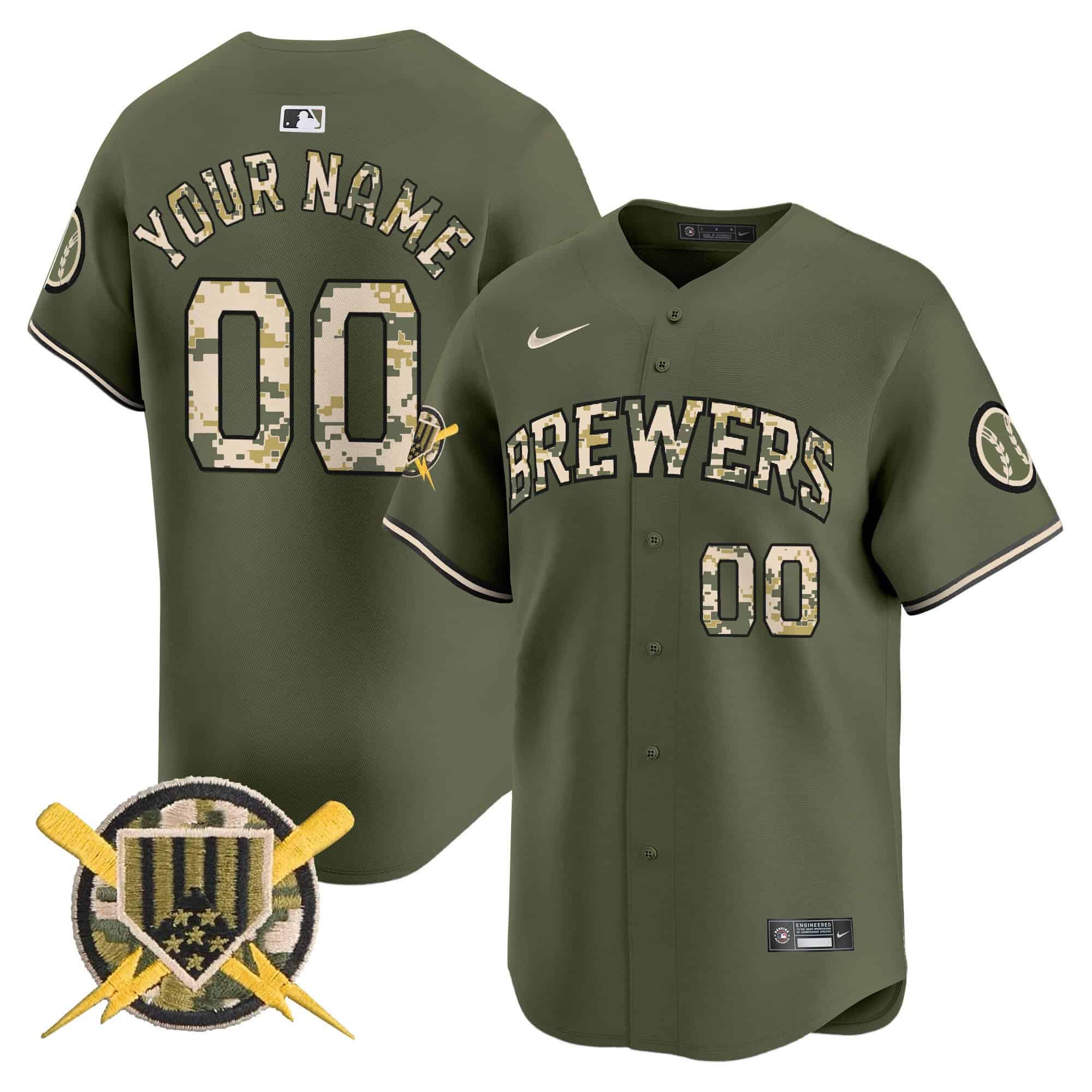 Milwaukee Brewers Armed Forces Day Vapor Premier Limited Custom Jersey – All Stitched