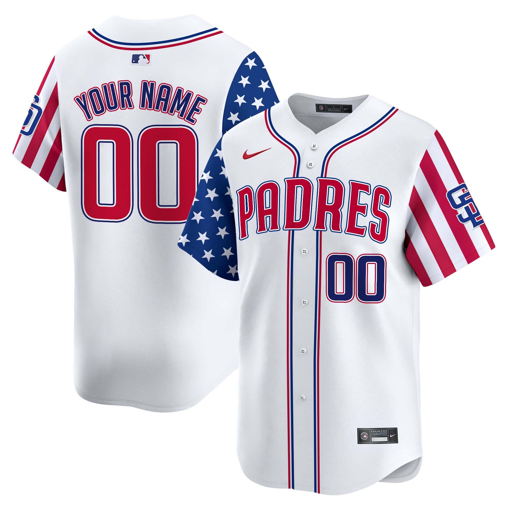Padres White 2024 Independence Day Vapor Premier Limited Custom Jersey – All Stitched