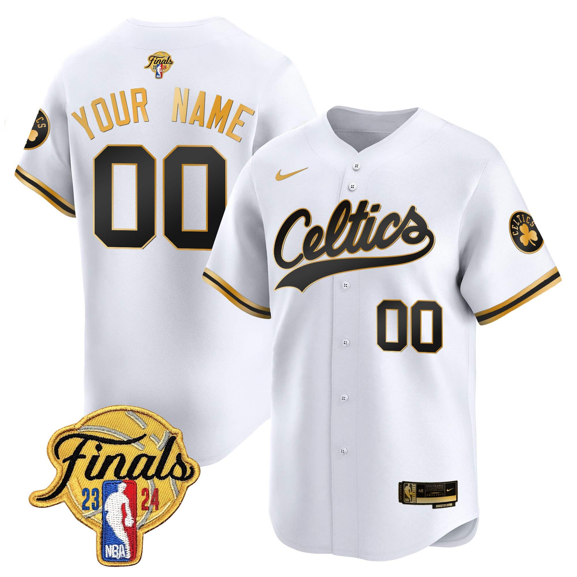 Boston Celtics 2024 Finals Patch Baseball Custom Jersey – All Stitched