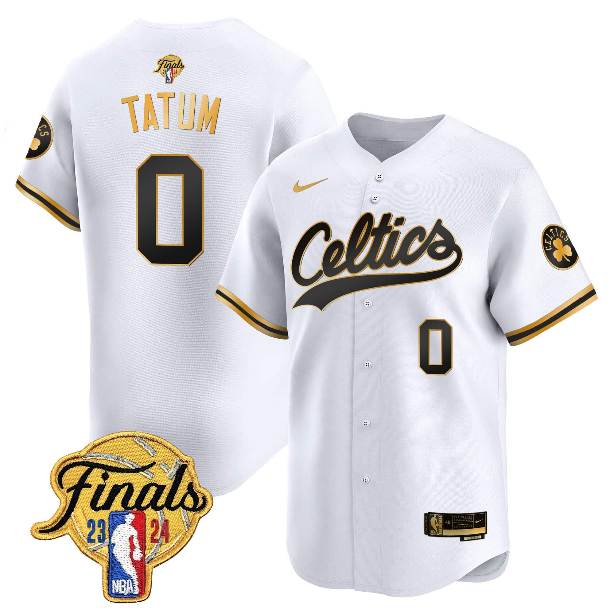 Men’s Boston Celtics 2024 Finals Patch Baseball Jersey – All Stitched