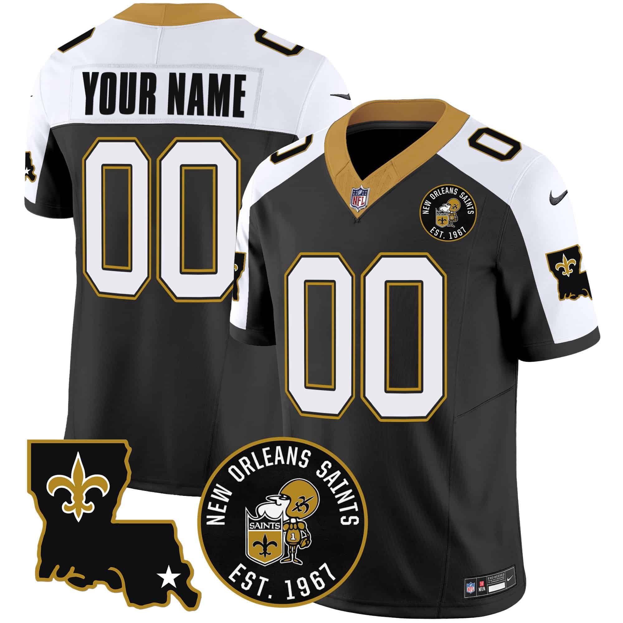 Saints EST. 1967 Patch Vapor Custom Jersey – All Stitched