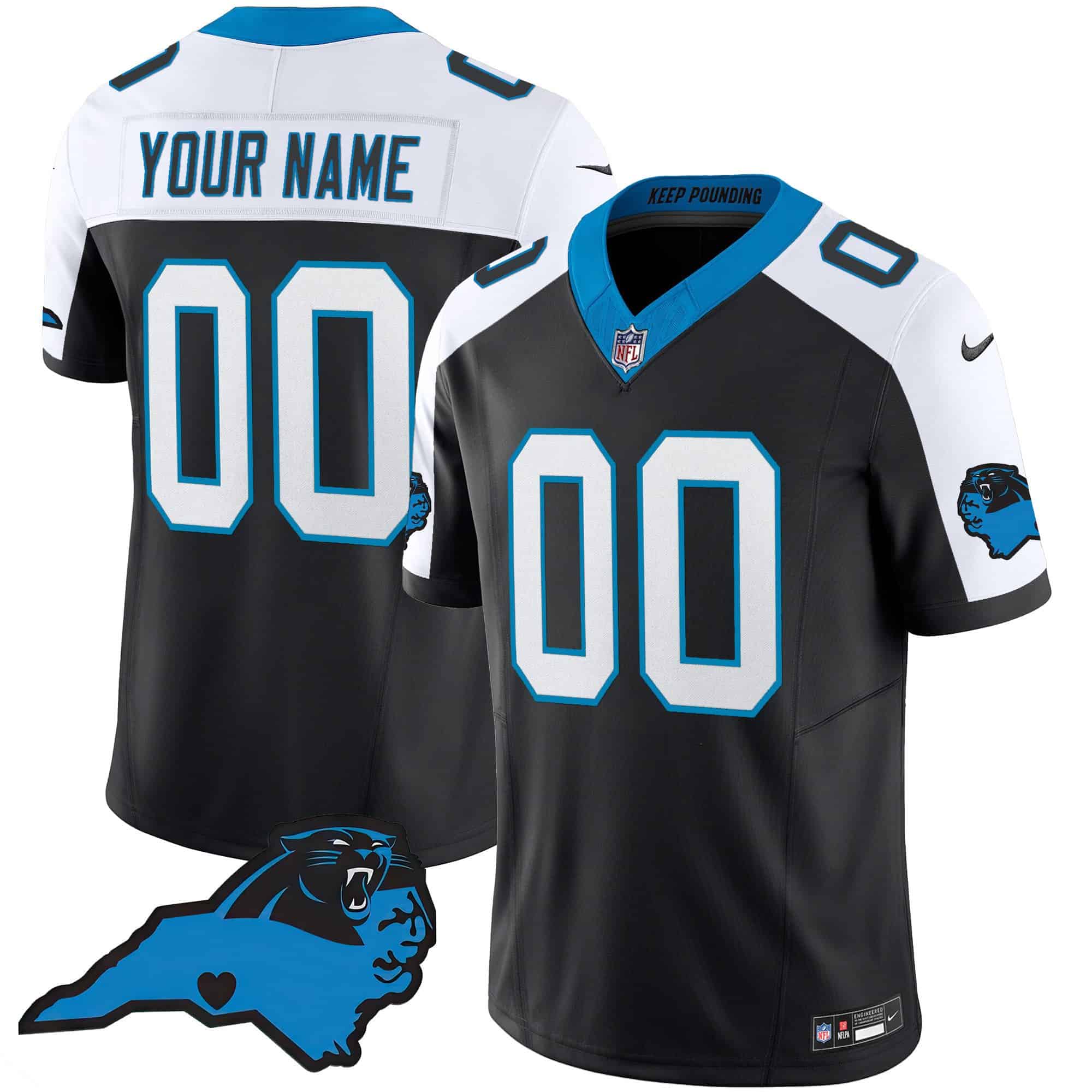 Panthers Vapor Limited Custom Jersey – Carolina Patch – All Stitched