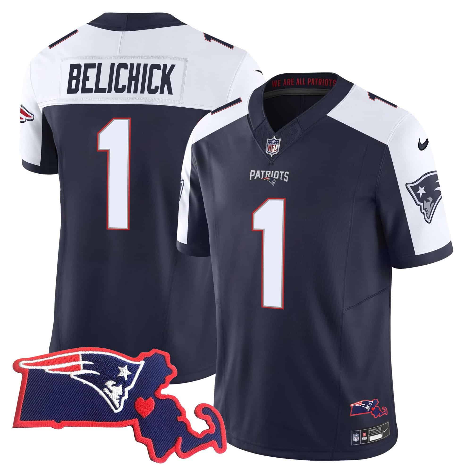 Men’s Patriots Massachusetts Patch Vapor Jersey – All Stitched