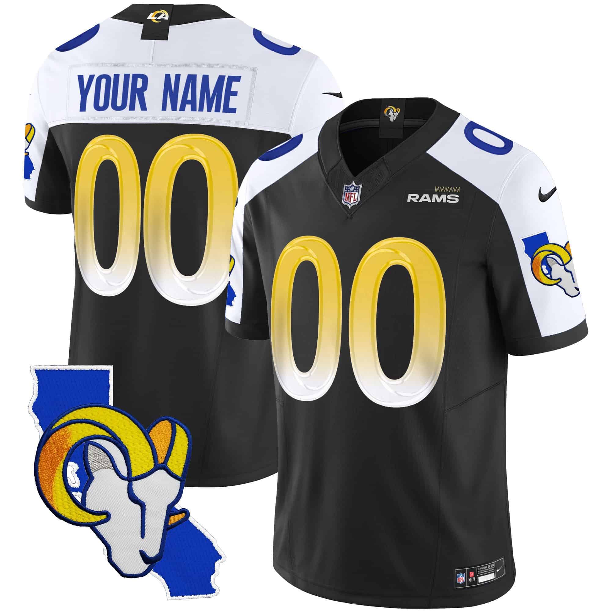 Rams California Patch Vapor Limited Custom Jersey – All Stitched