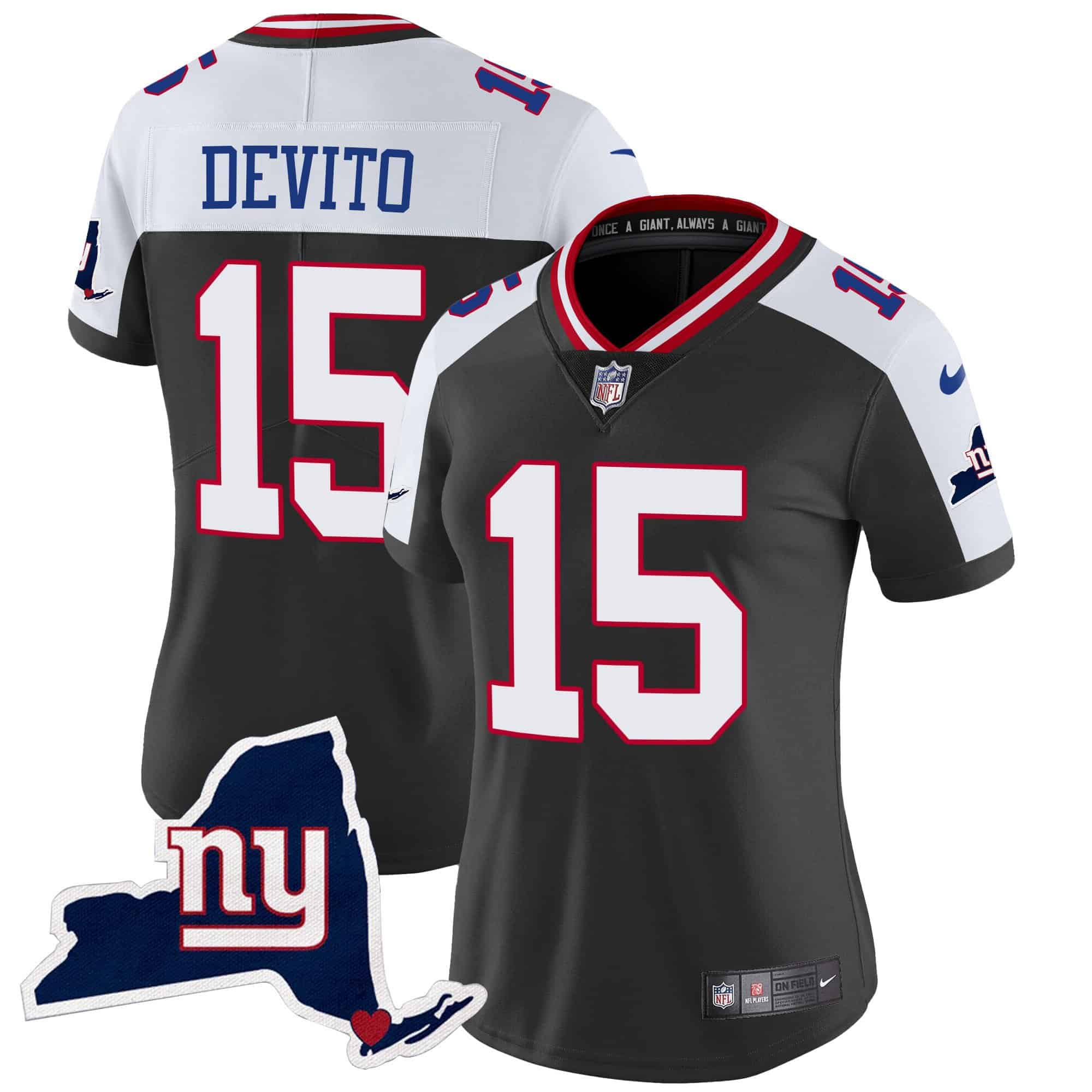 Women’s Giants New York State Map Patch Limited Jersey V2 – All Stitched