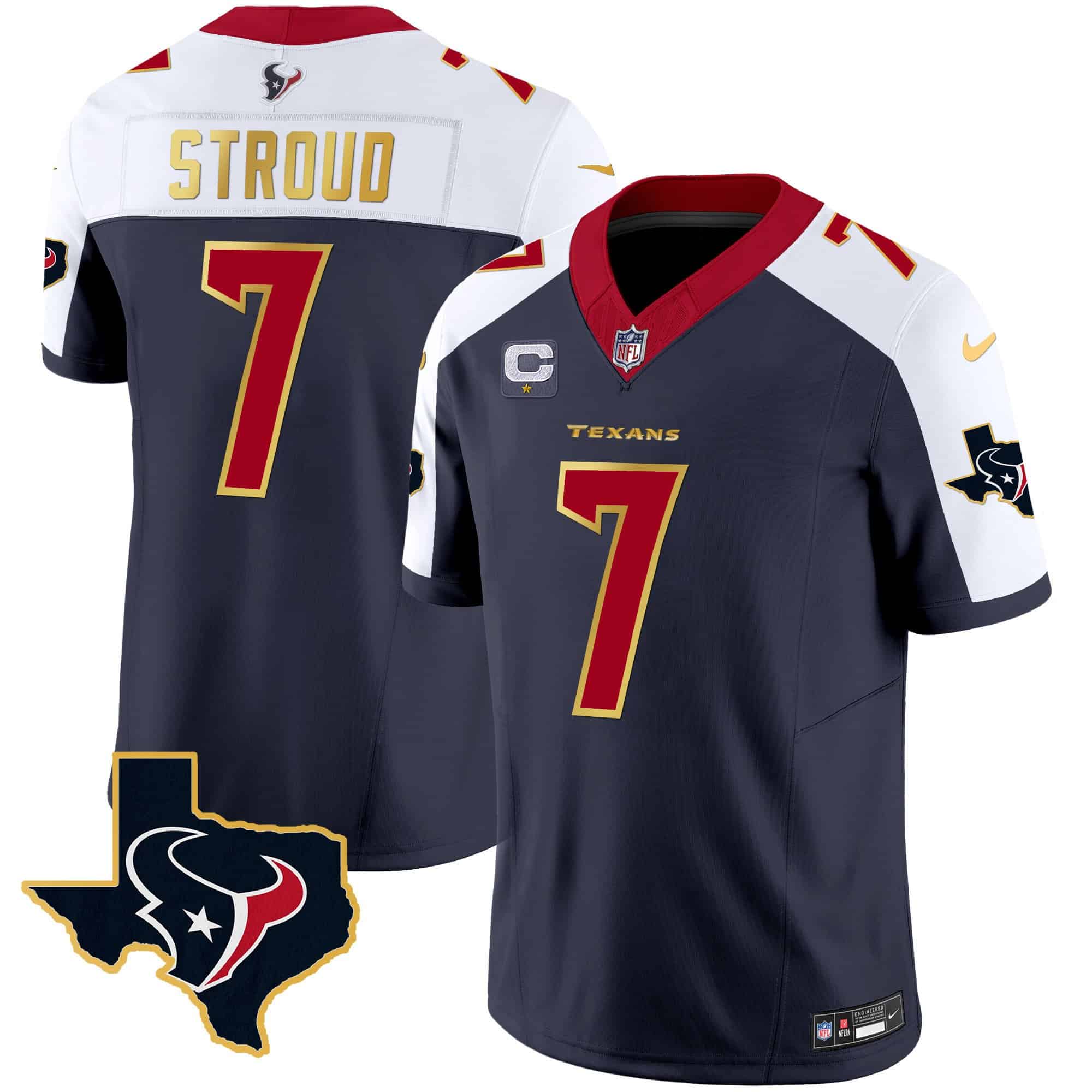 Men’s Houston Texans Gold Trim Vapor Jersey – All Stitched