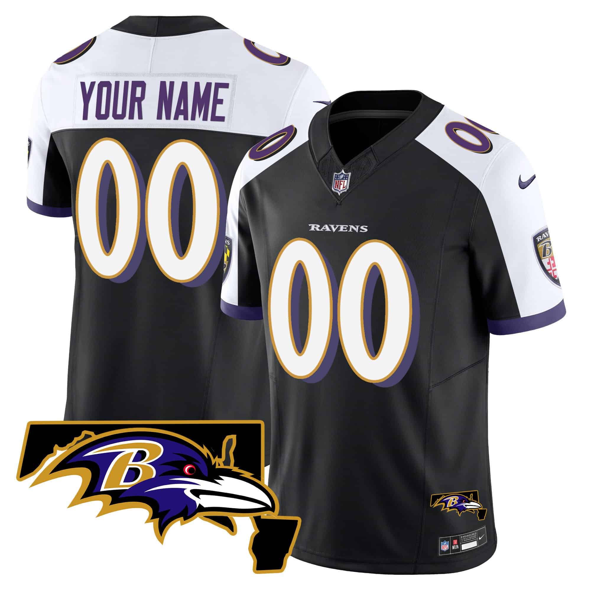 Ravens Maryland Patch Vapor Limited Custom Jersey – All Stitched