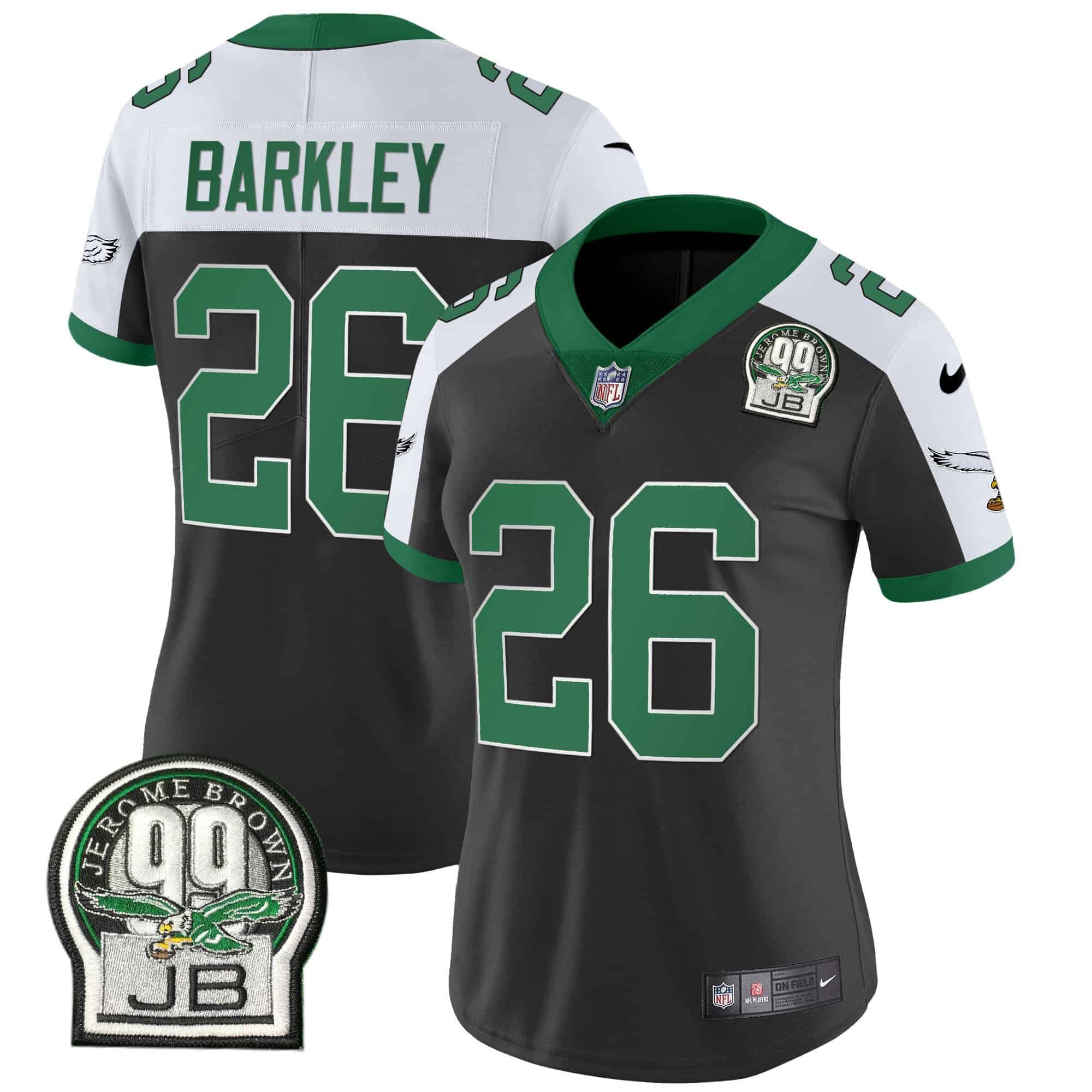 Women’s Eagles Jerome Brown Patch Kelly Green Alternate Jersey V2 – All Stitched
