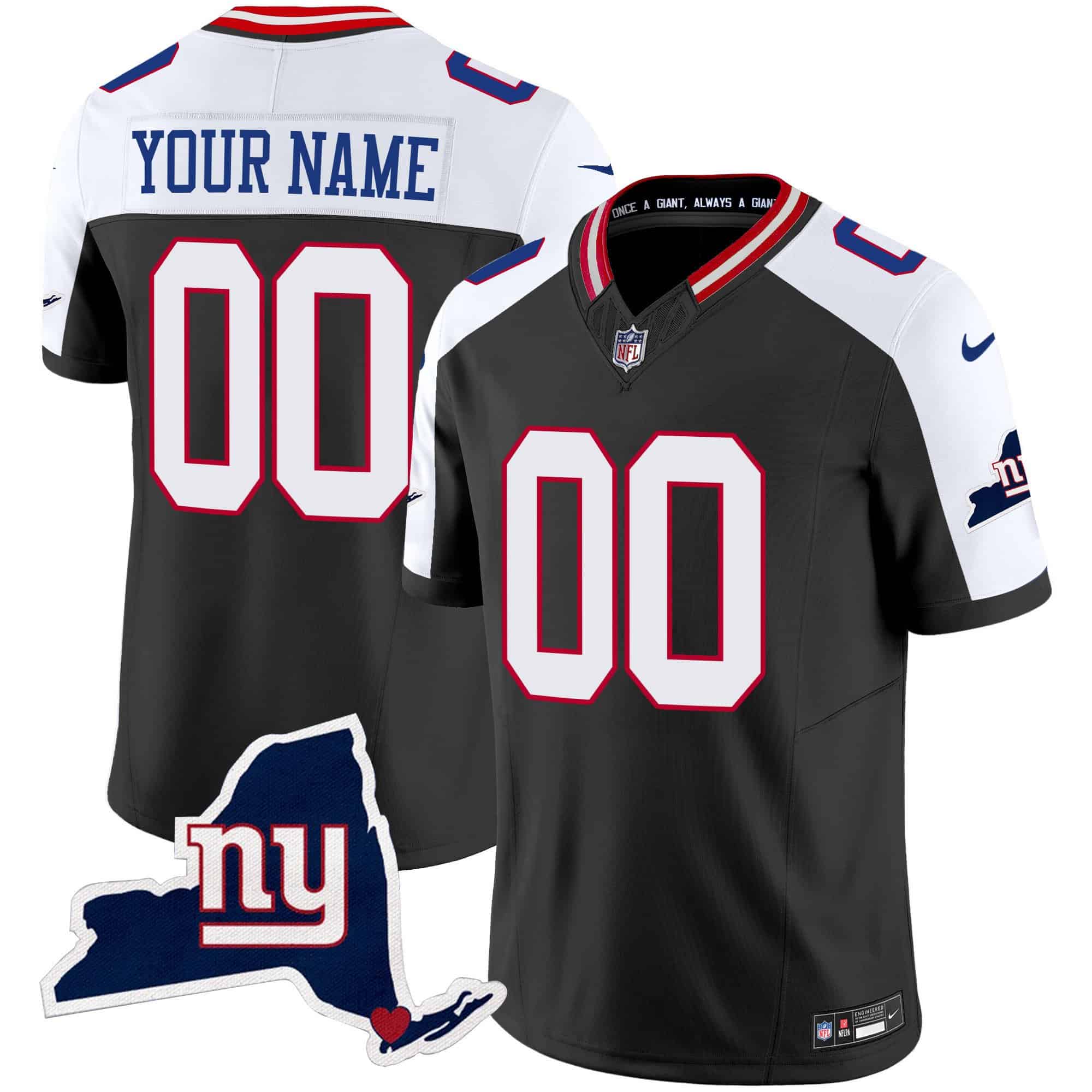 Giants New York State Map Patch Limited Custom Jersey V2 – All Stitched