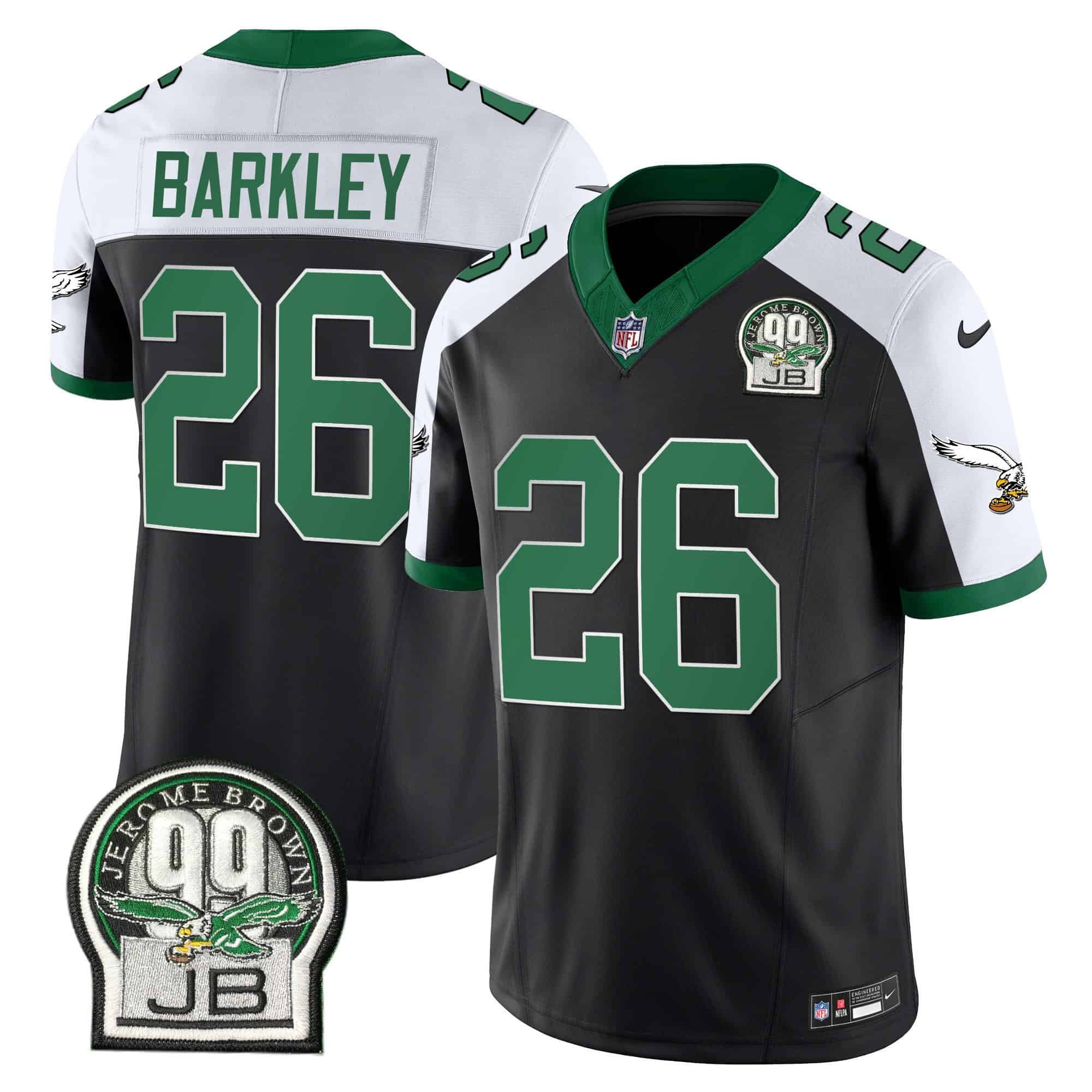 Men’s Eagles Jerome Brown Patch Kelly Green Alternate Jersey – All Stitched