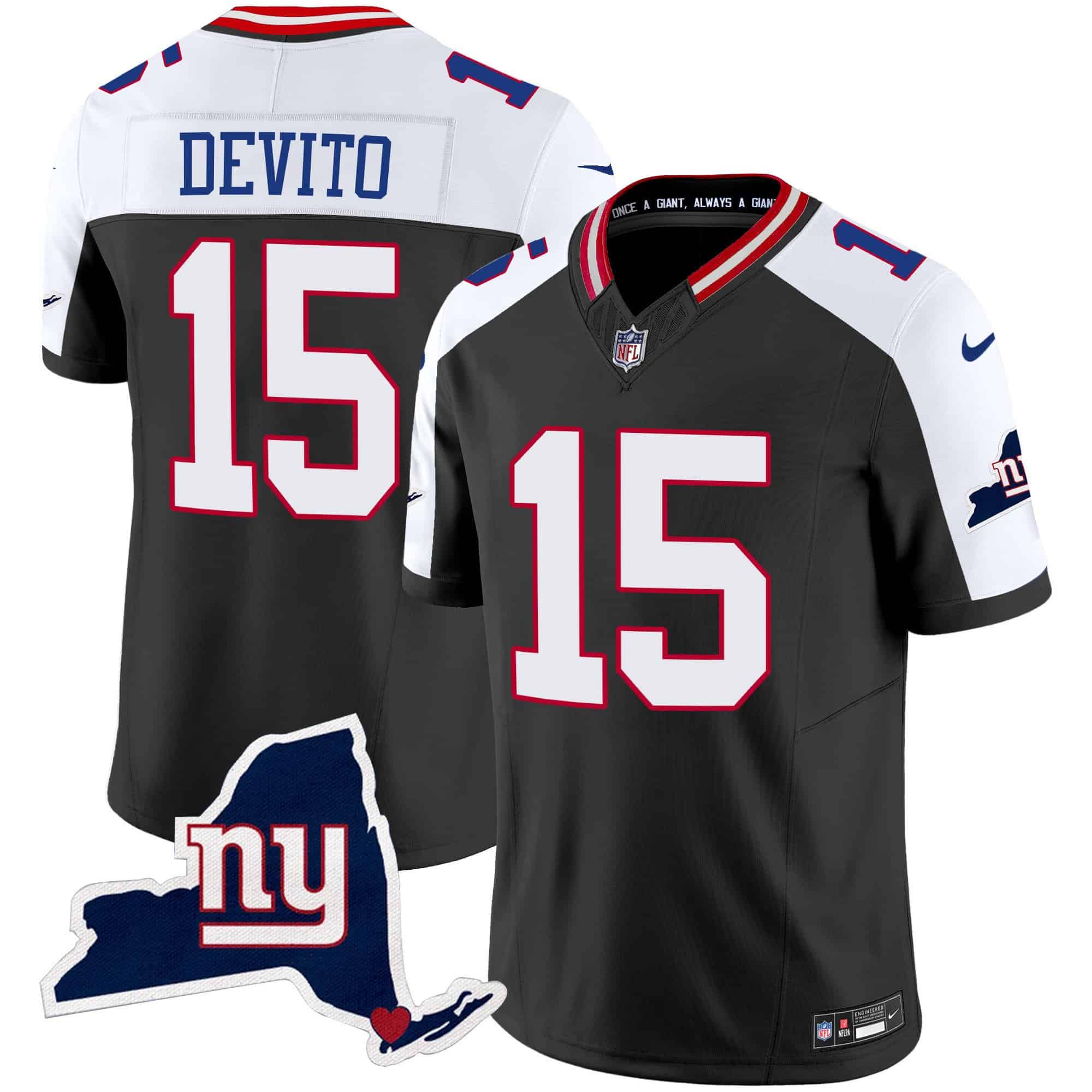 Men’s Giants New York State Map Patch Limited Jersey V2 – All Stitched