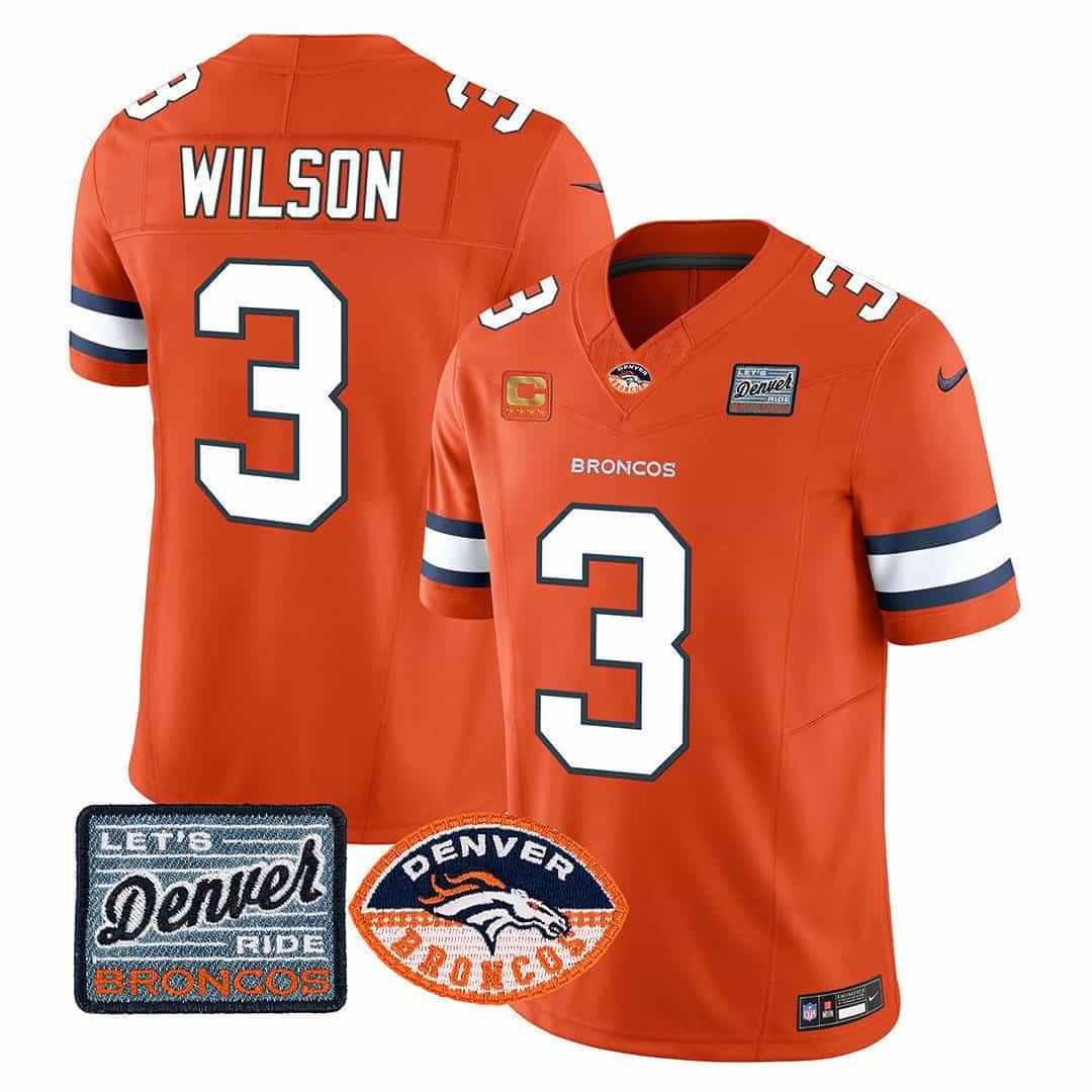 Men’s Denver Broncos Logo Patch Limited Jersey – All Stitched