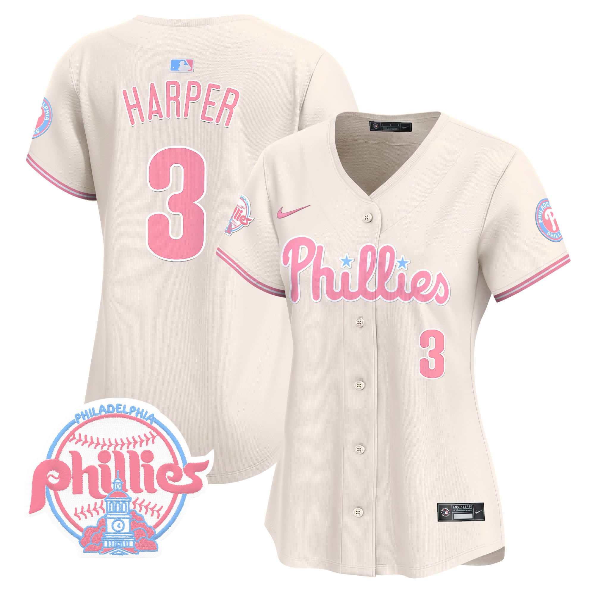 Women’s Phillies Bubblegum Pink Vapor Premier Limited Jersey V2 – All Stitched