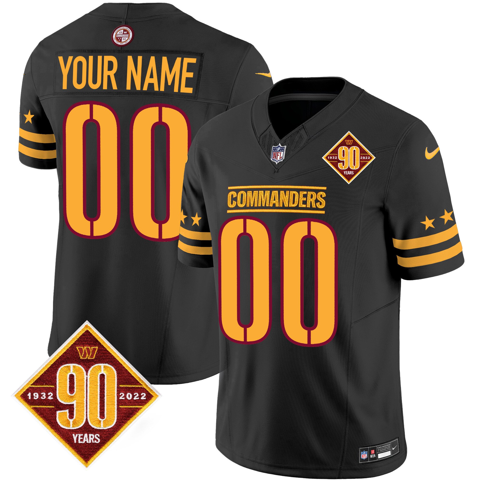 Washington Commanders 90th Anniversary Patch Vapor Limited Custom Jersey – All Stitched