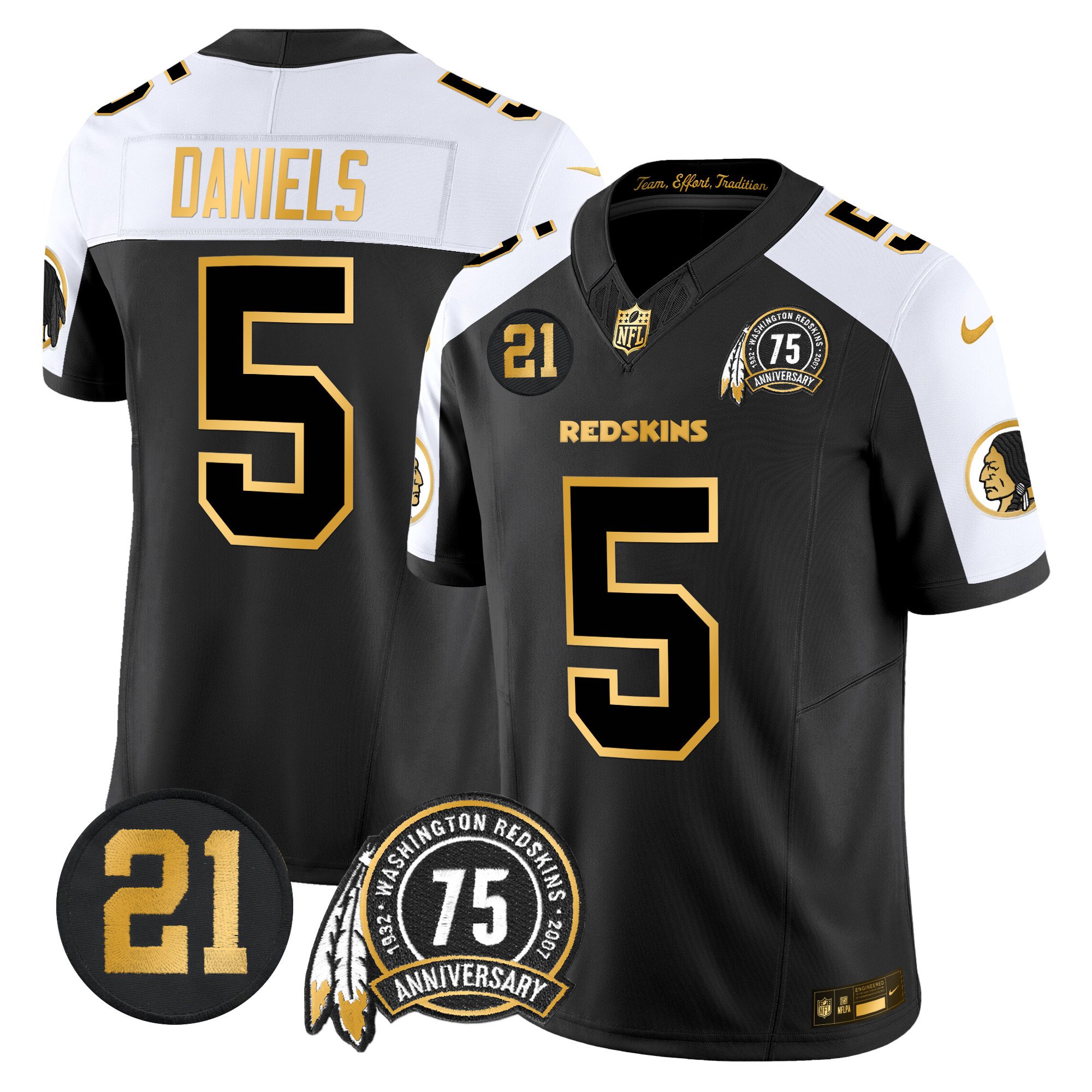 Men’s Washington Redskins 75th & Sean Taylor Patch Gold Vapor Limited Jersey – All Stitched