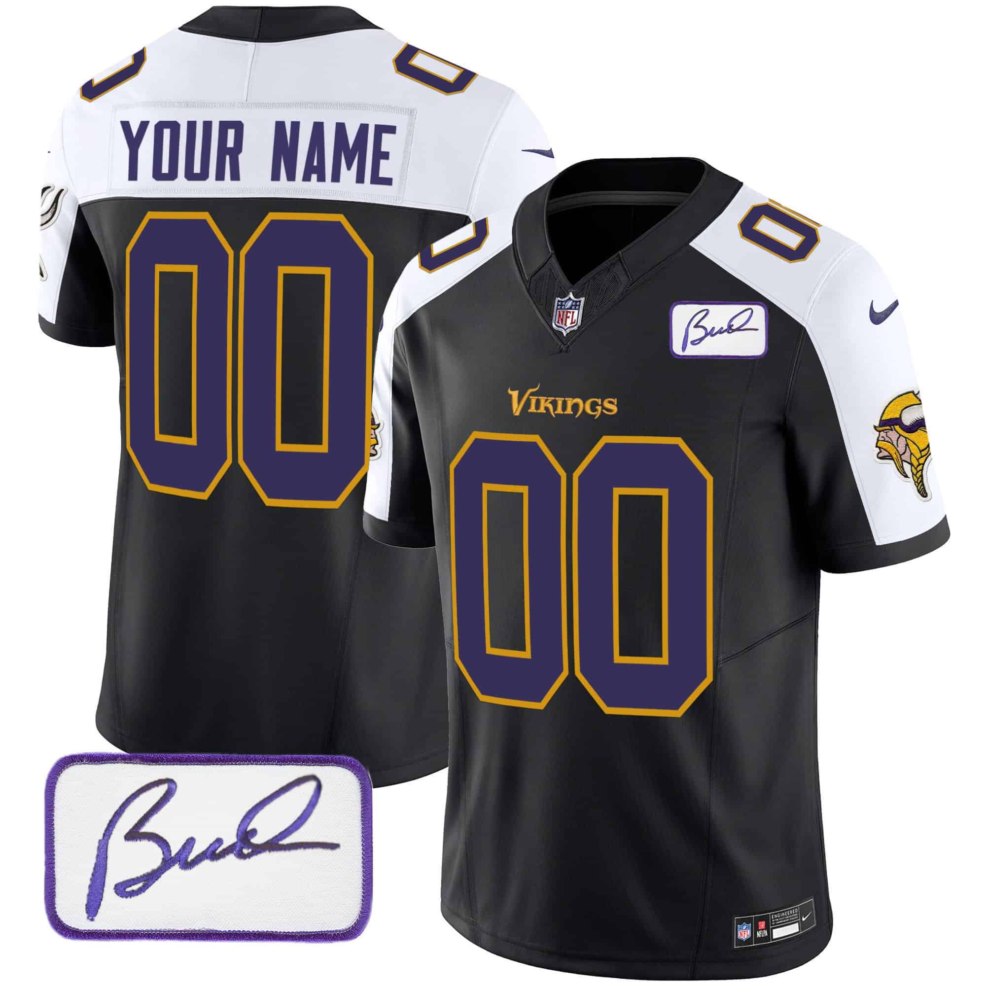 Vikings Bud Grant Patch Classic Limited Custom Jersey V6 – All Stitched